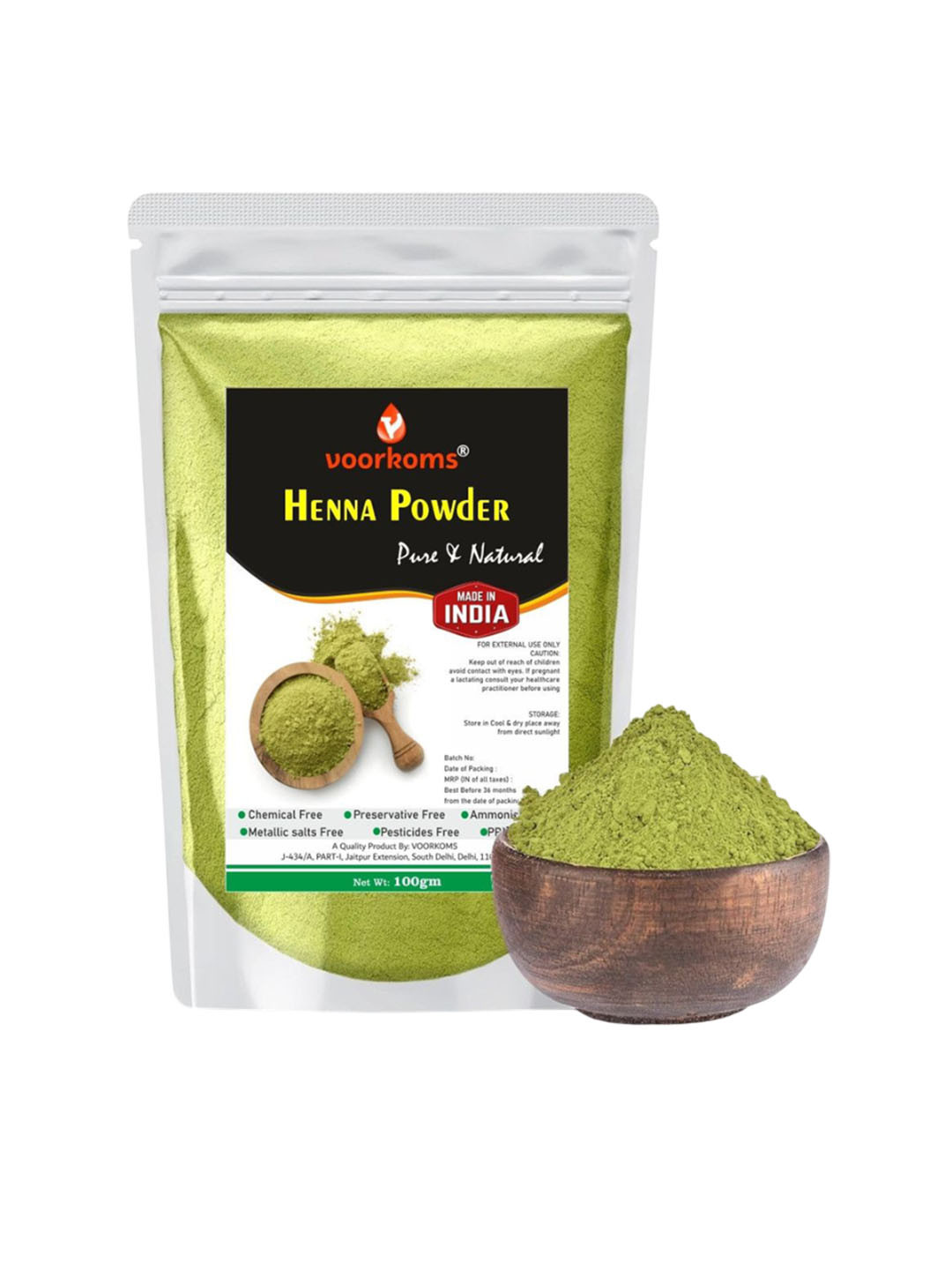 VOORKOMS Natural Henna Powder For Hair Color & Conditioning - 100 g