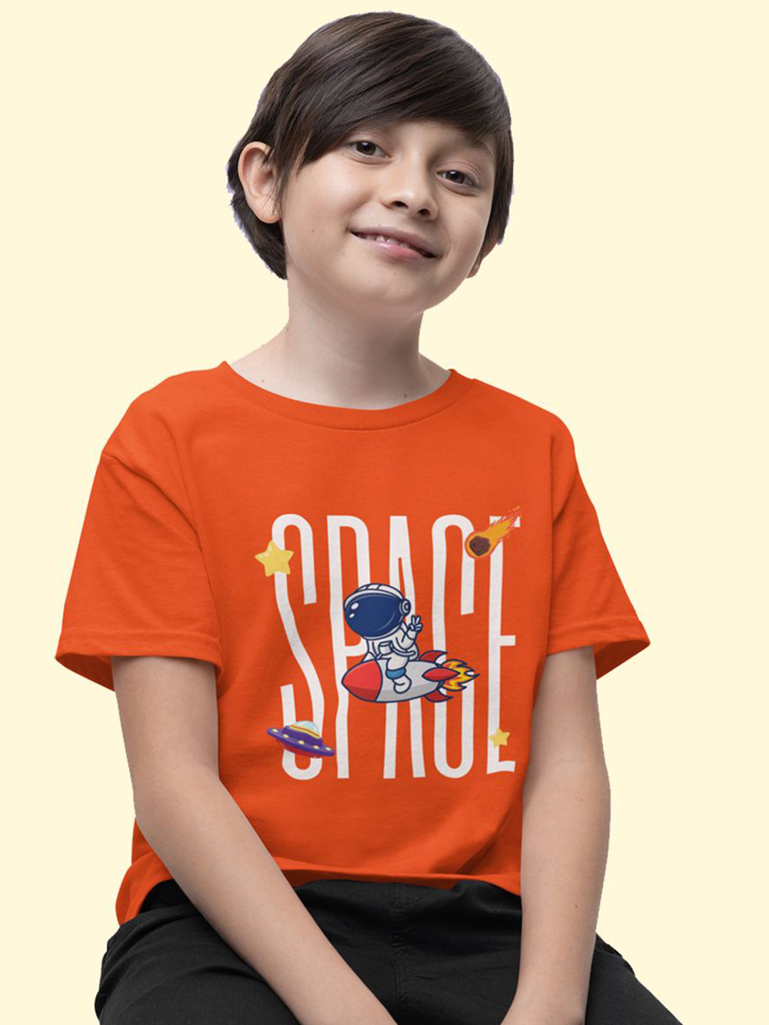 JEMBER Kids Typography Printed Round Neck Pure Cotton Regular Fit Casual T-Shirt