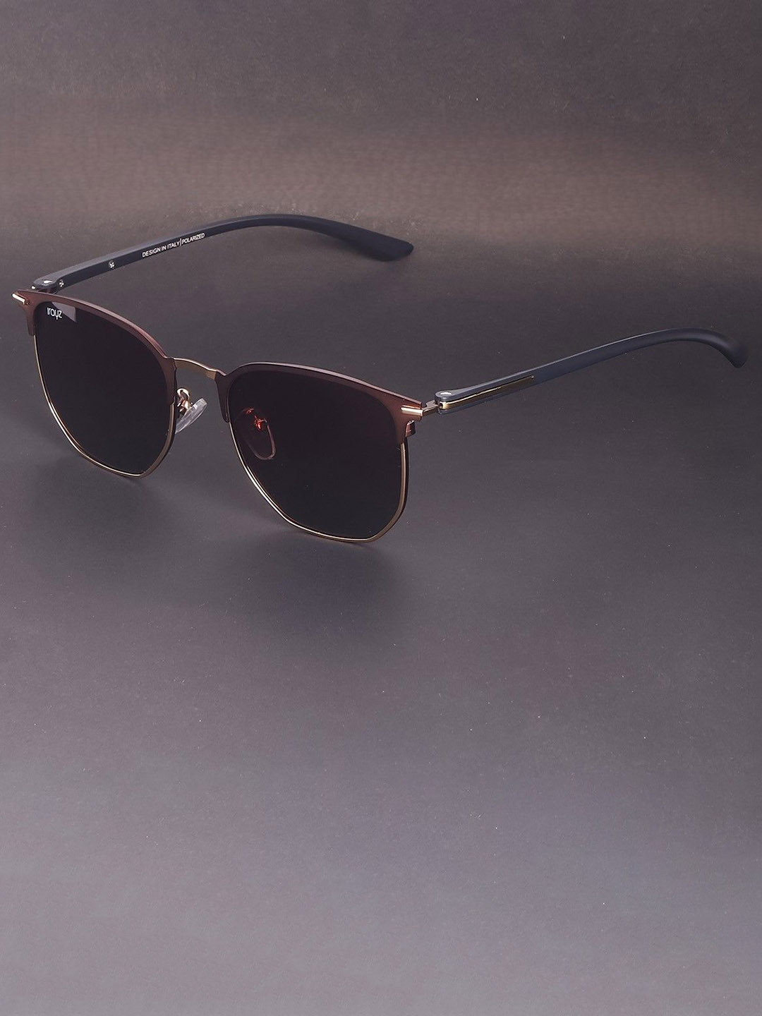 Irayz Unisex Polarised and UV Protected Lens Square Sunglasses 5070-Gold-Brown