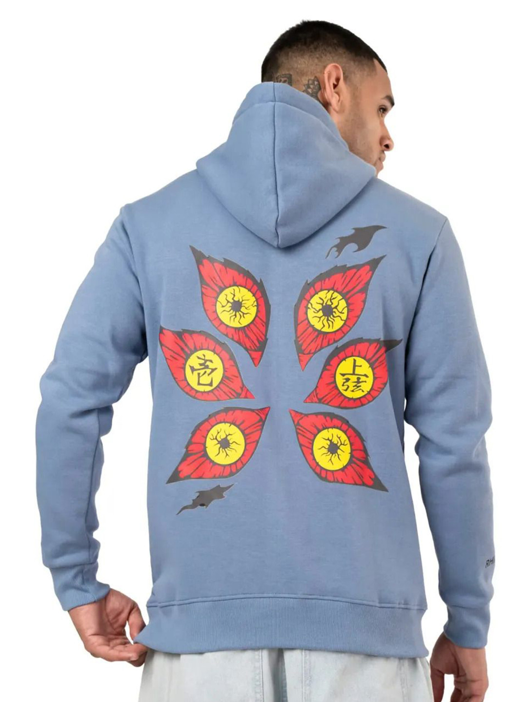 RHINO CULT Kokushibo Deamon Men Graphic Printed Hooded Cotton Pullover