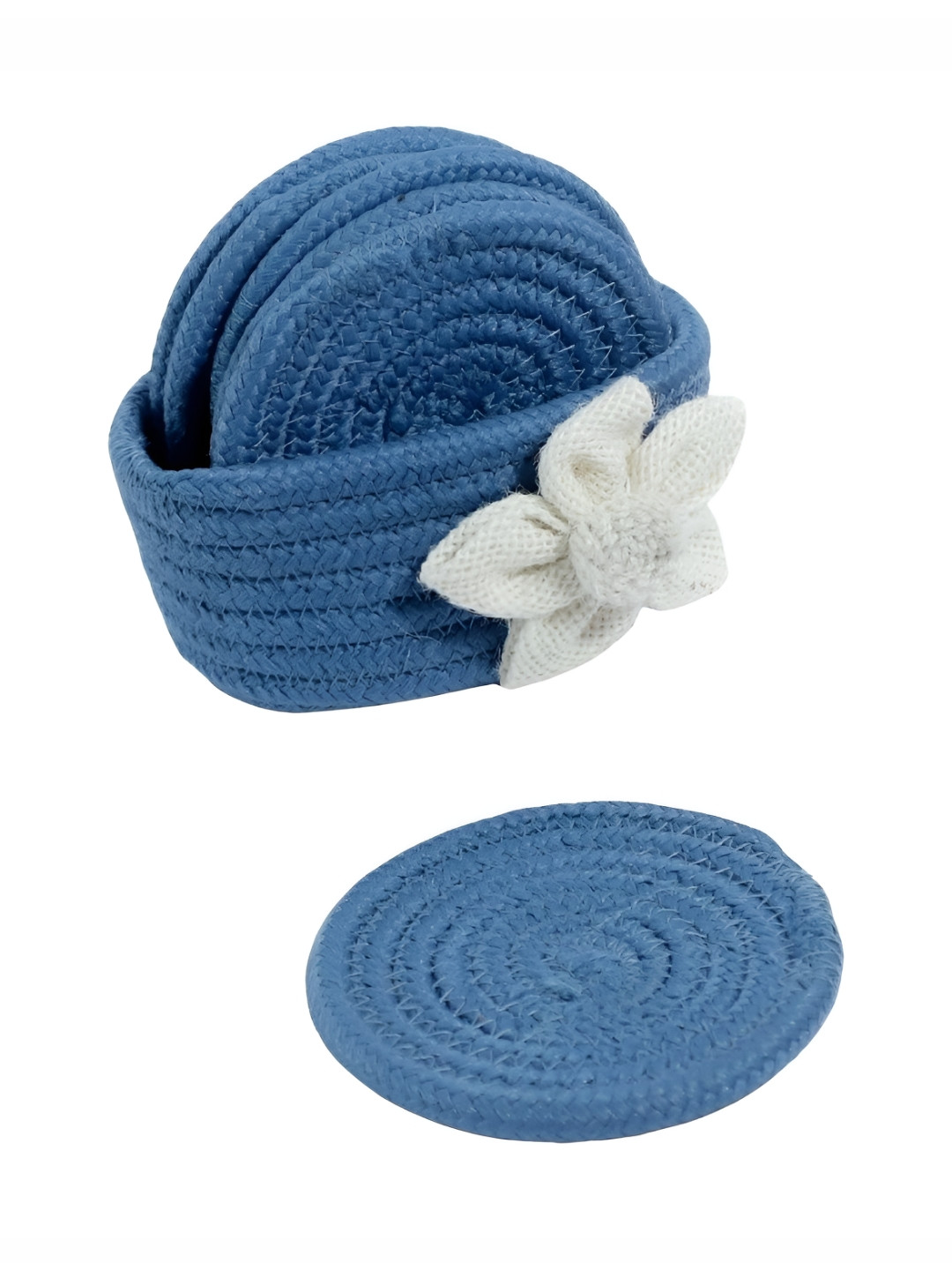 AURKA 6 Pieces Blue & White Round Absorbent Versatile Coasters