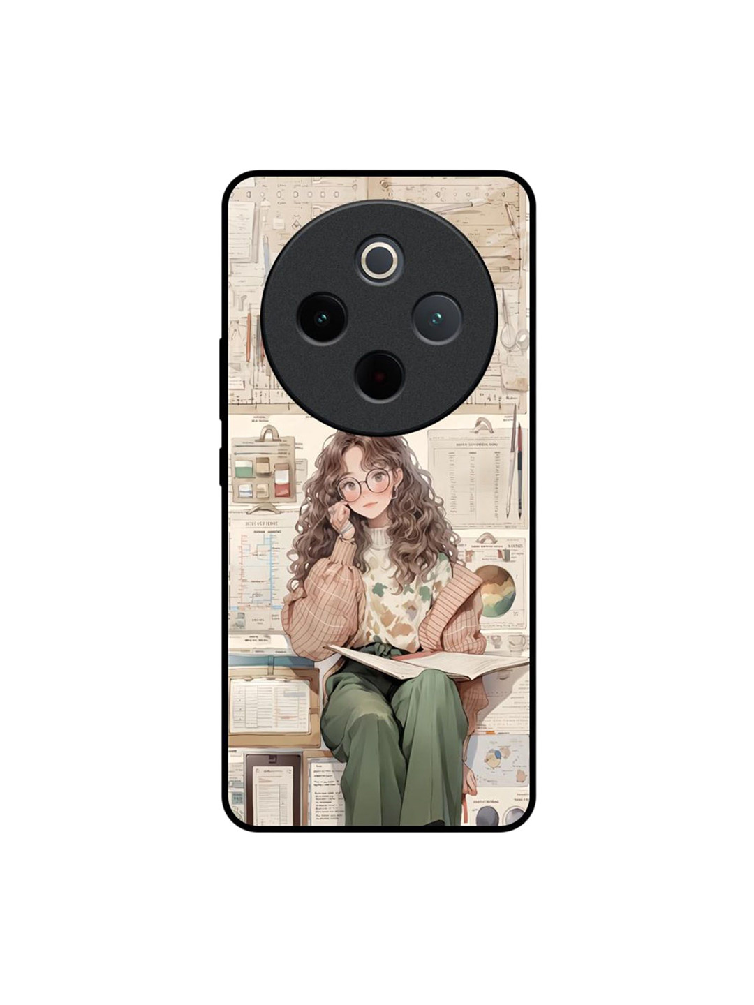 QRIOH Women Quirky Printed Vivo T4 5G DeskDreamer Glas Back Case Mobile Accessories