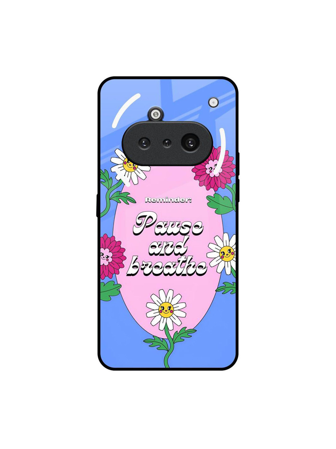 QRIOH Floral Printed Glass Nothing Phone 3a Mobile Back Case Cover