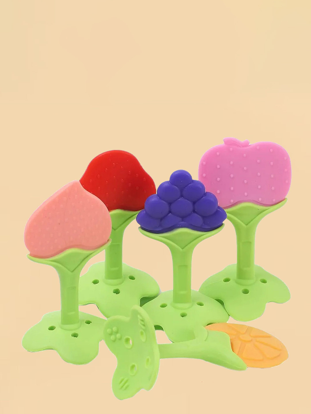 Kritiu Set Of 4 Silicone Fruit Shape Stand Teether