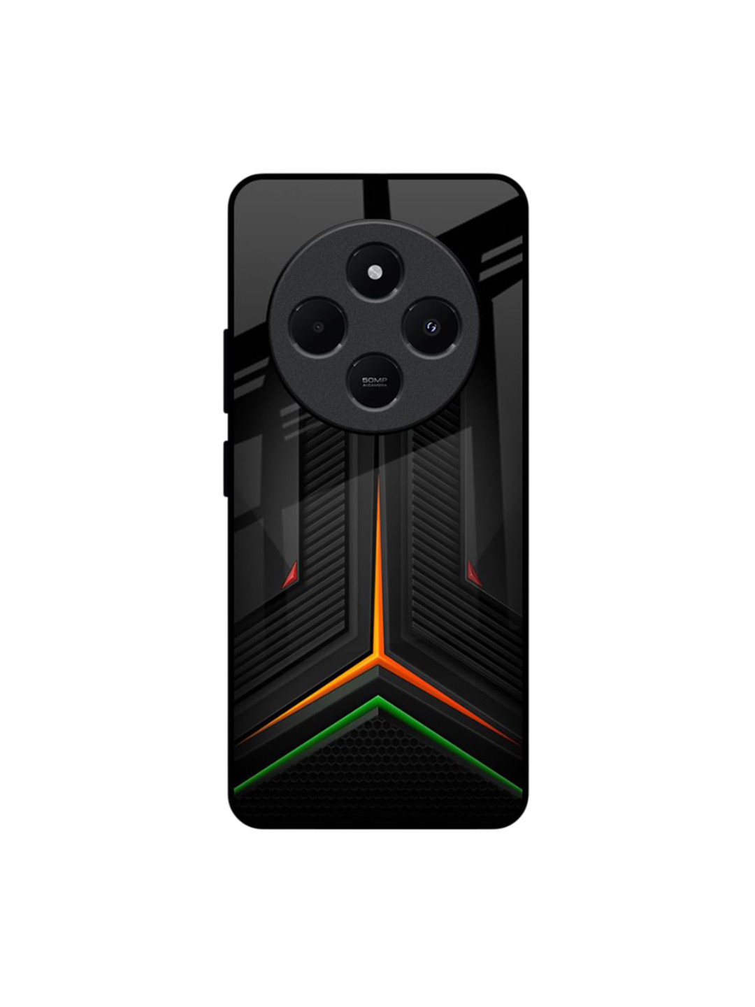 QRIOH Unisex Redmi 14C 5G Geometric Shockproof Glass Back Case