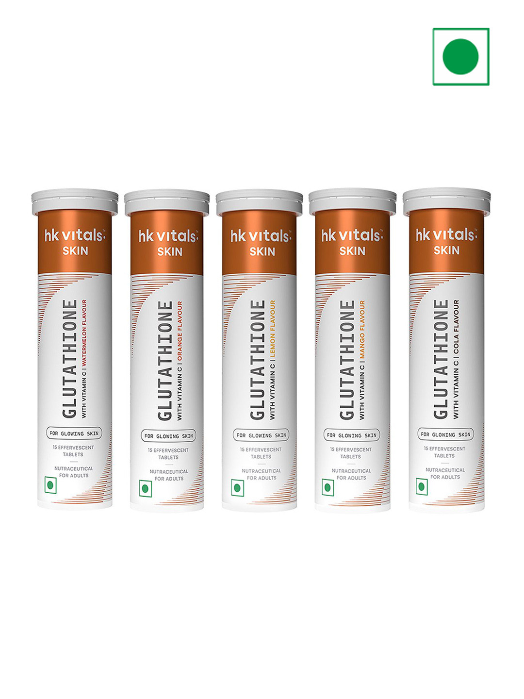 HK VITALS Set Of 5 Glutathione Effervescent Tablets - 15 Tablets Each