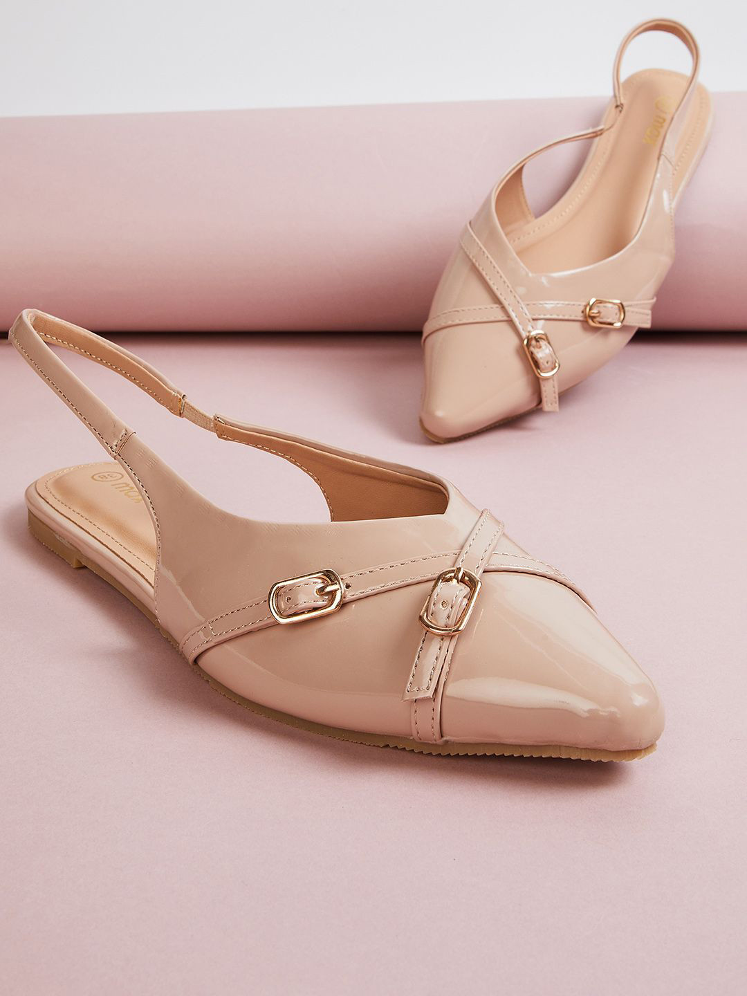 max Women Round Toe Mules with Buckles Flats
