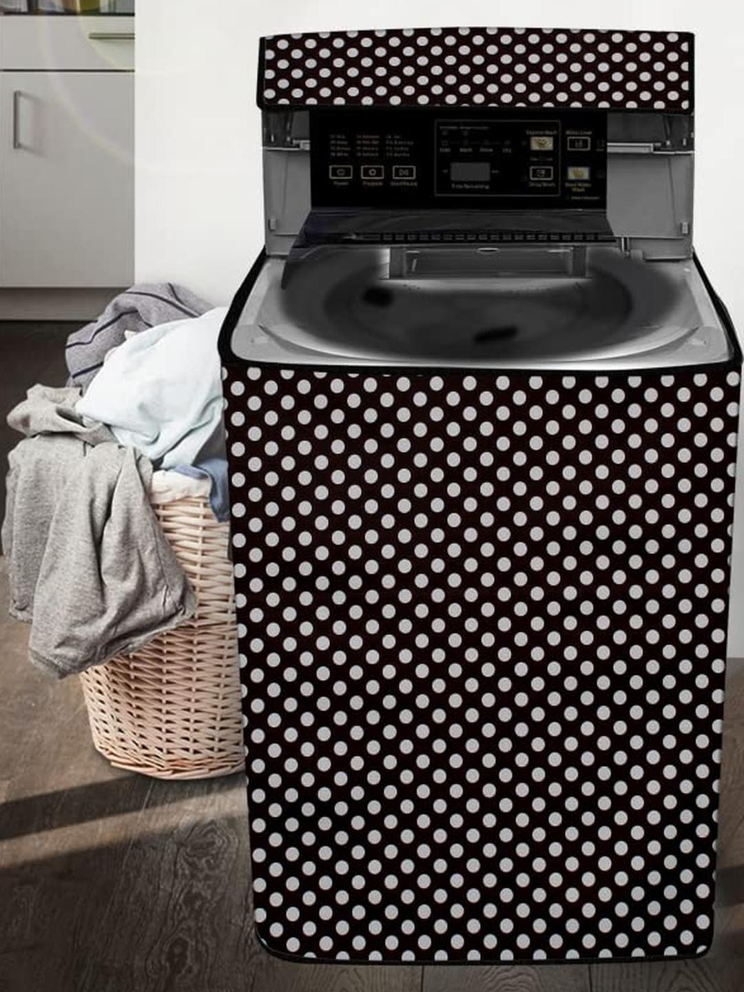 The Furnishing Tree Washing Machine Cover Polka dot Pattern Grey Compatible for Whirlpool 7.2 Kg Fu