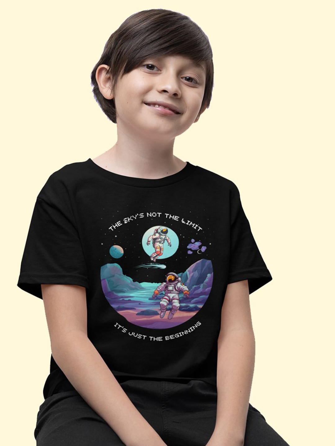 JEMBER Kids Typography Printed Round Neck Pure Cotton Regular Fit Casual T-Shirt