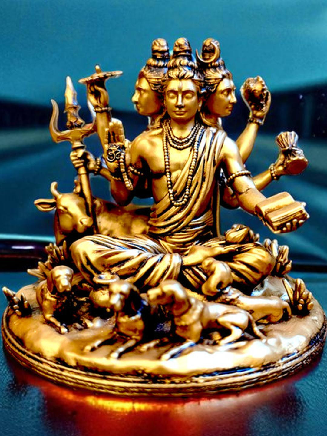 Fabzie Decor Gold-Toned Marble Dattatreya Showpiece
