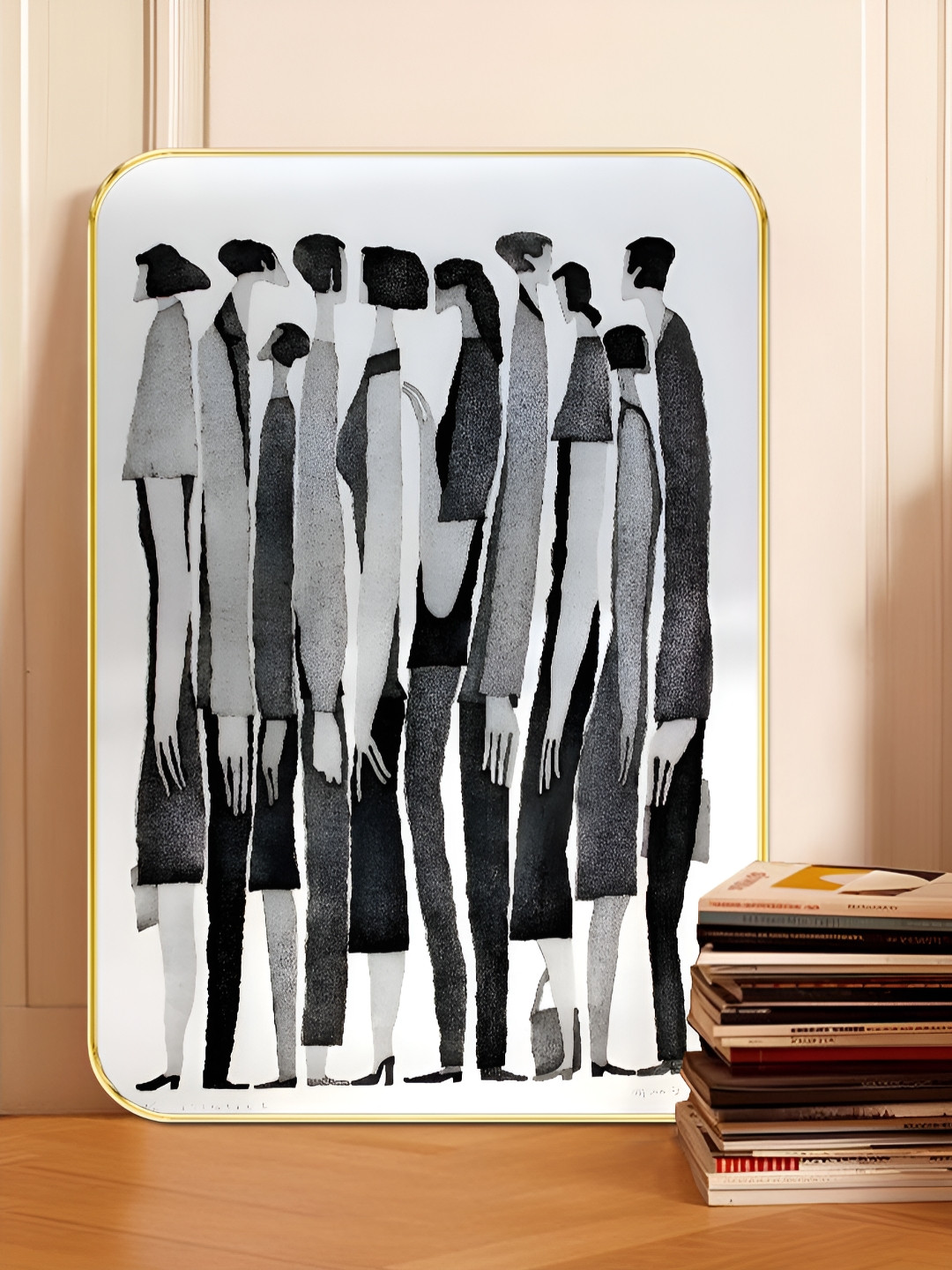 Livin'luxe Grey & Black Monochrome Ink Printed Wall Art