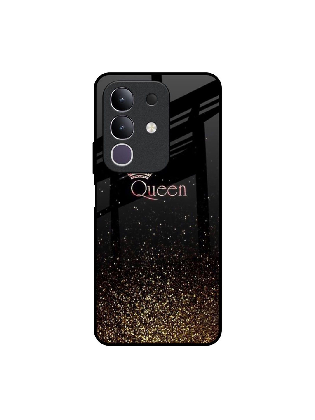 QRIOH Women I Am The Queen Printed Vivo T4x 5G Glass Back Case Mobile Accessories