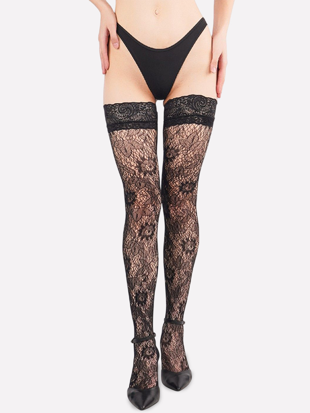 OGIMI- Ohh Give me Rose Bridal Thigh Lace Sheered Stocking