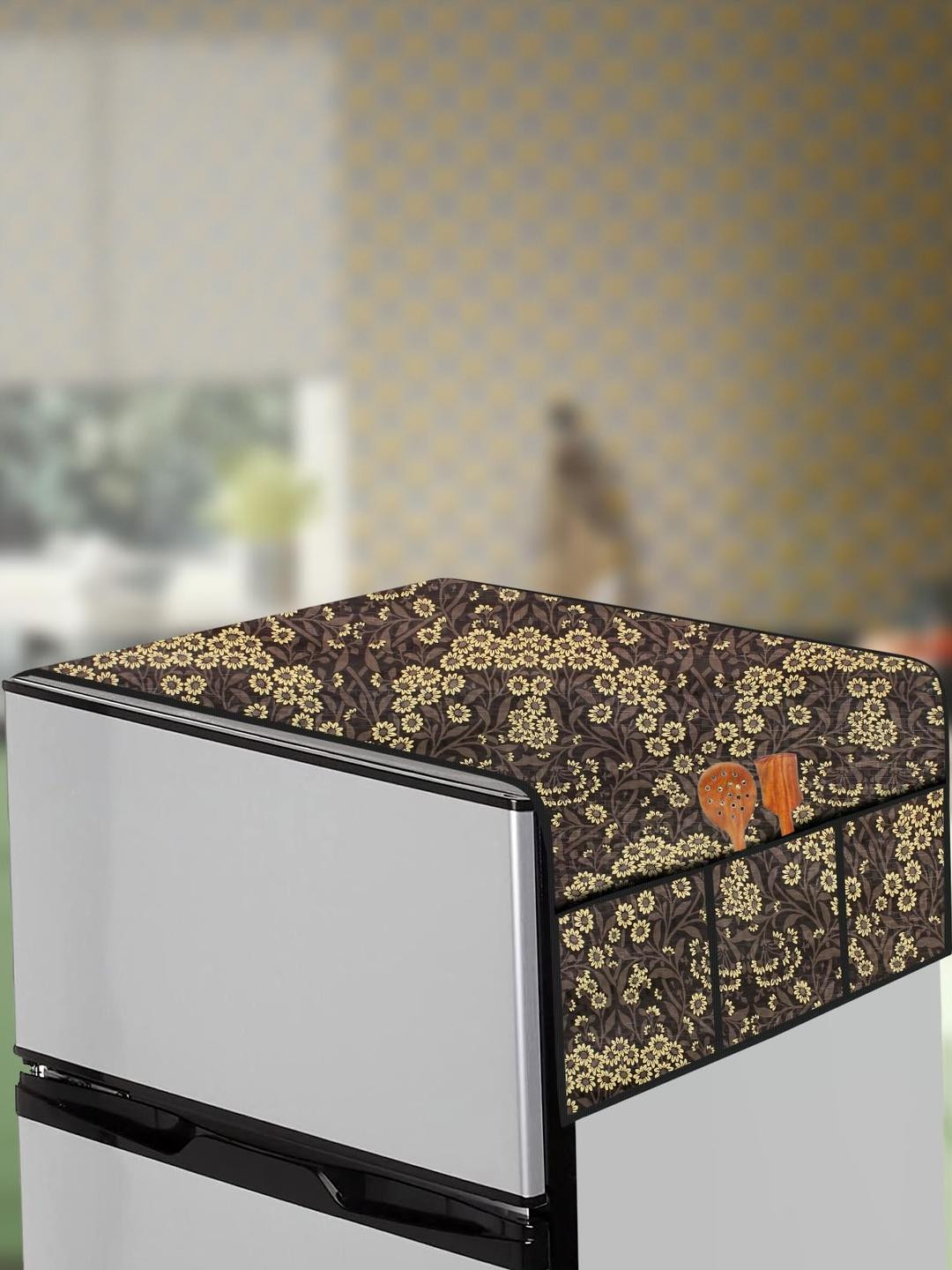 The Furnishing Tree Mustard Printed Refrigerator Cover