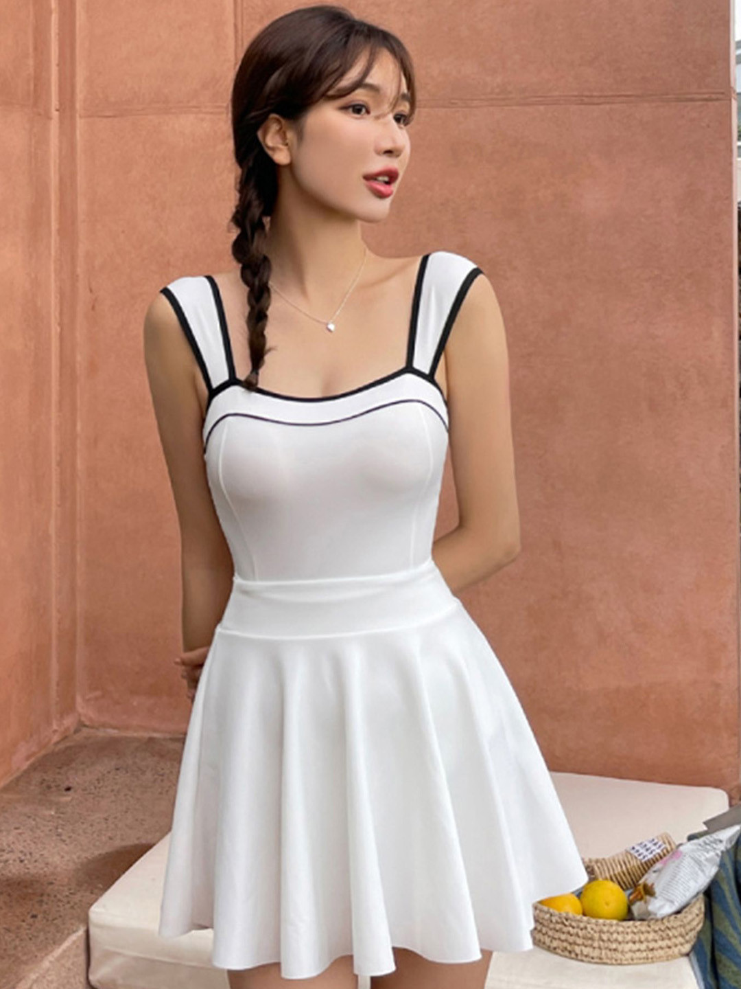LULU & SKY Bodysuit With Skirt Swim Cover Up Set