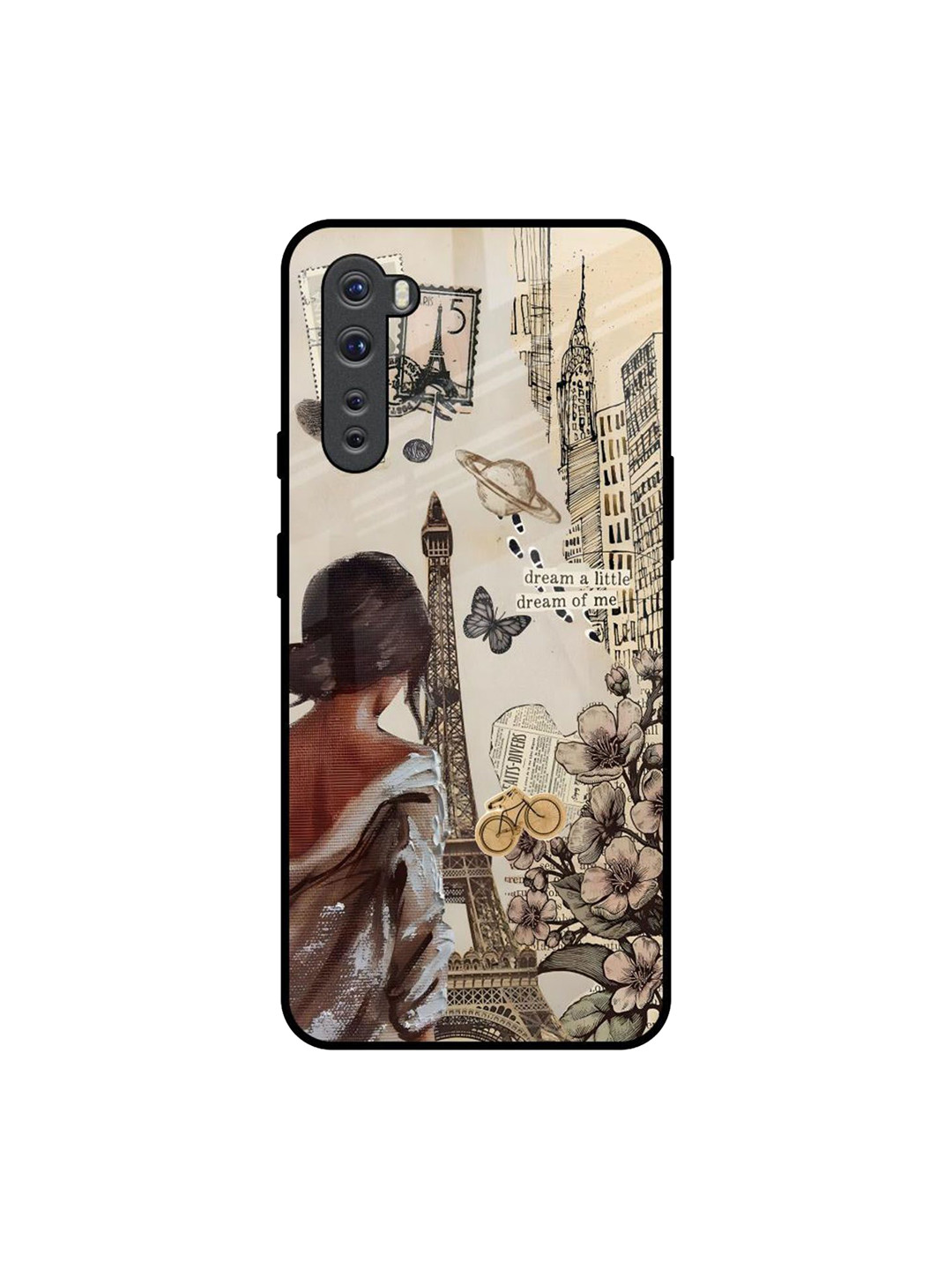 QRIOH Paris Vogue Printed OnePlus Nord Glass Back Case Mobile Accessories