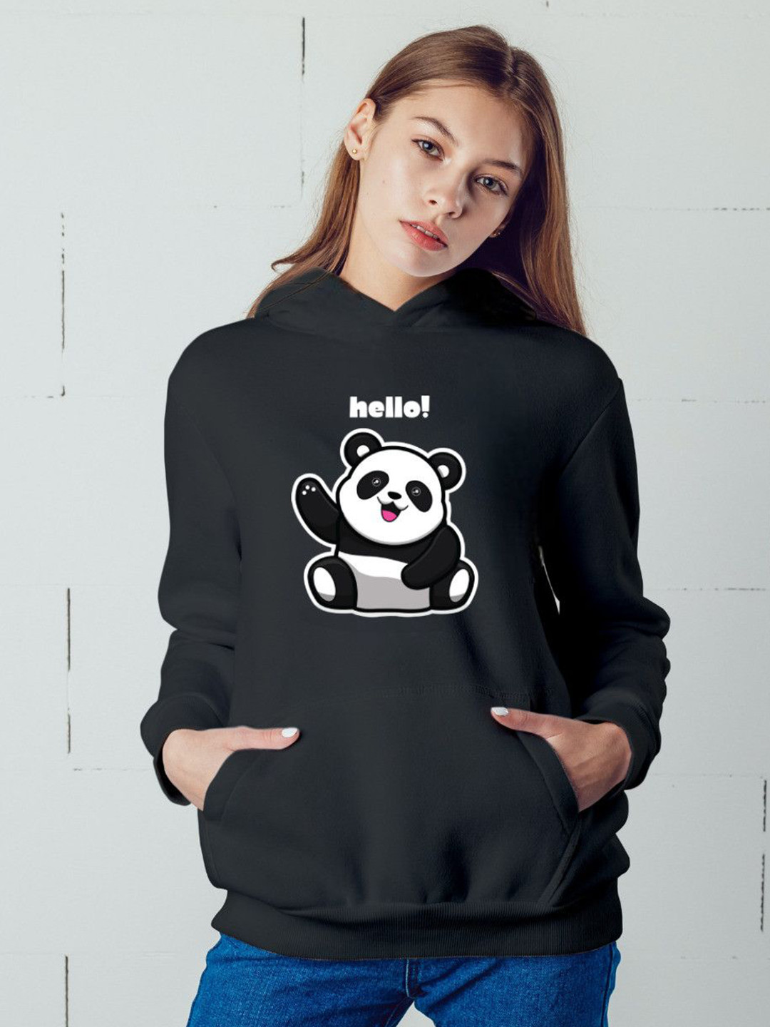 Povaxpo Women Panda Graphic Hooded Sweatshirt