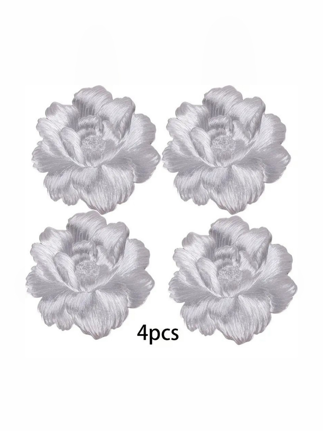 LooMantha Silver-toned 4 Pieces Floral Plastic Round Table Placemats