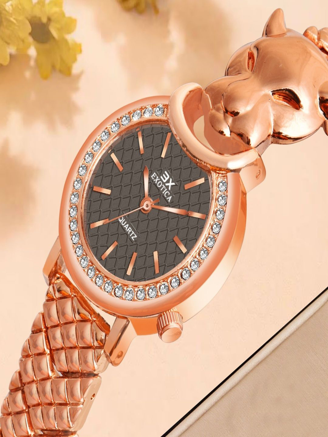 Exotica Fashion  Girls Brass Dial & Bracelet Style Straps Analogue Watch EX-2751-RG Grey