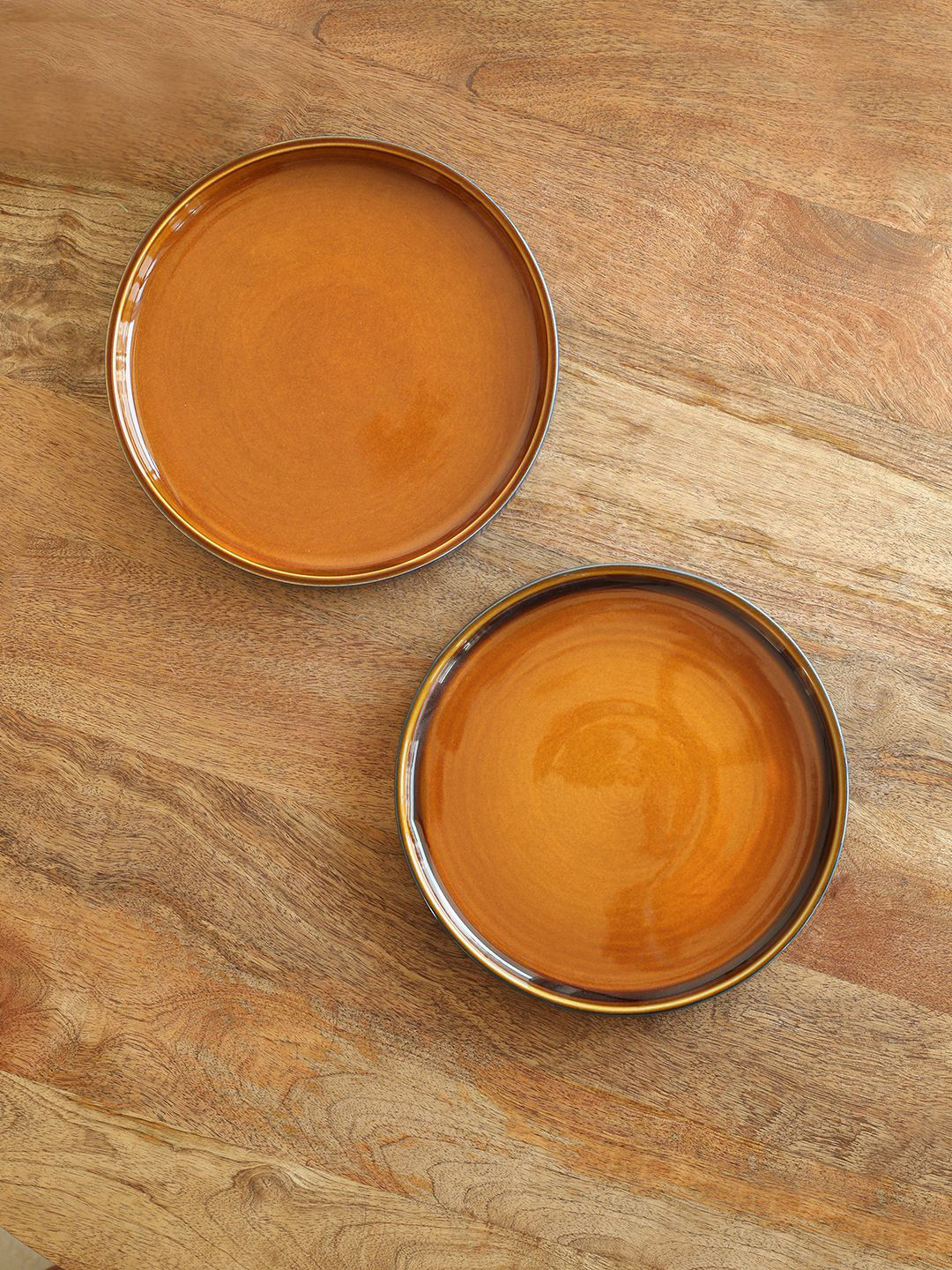 ExclusiveLane Forest Canopy Green & Brown 2 Pieces Ceramic Plates