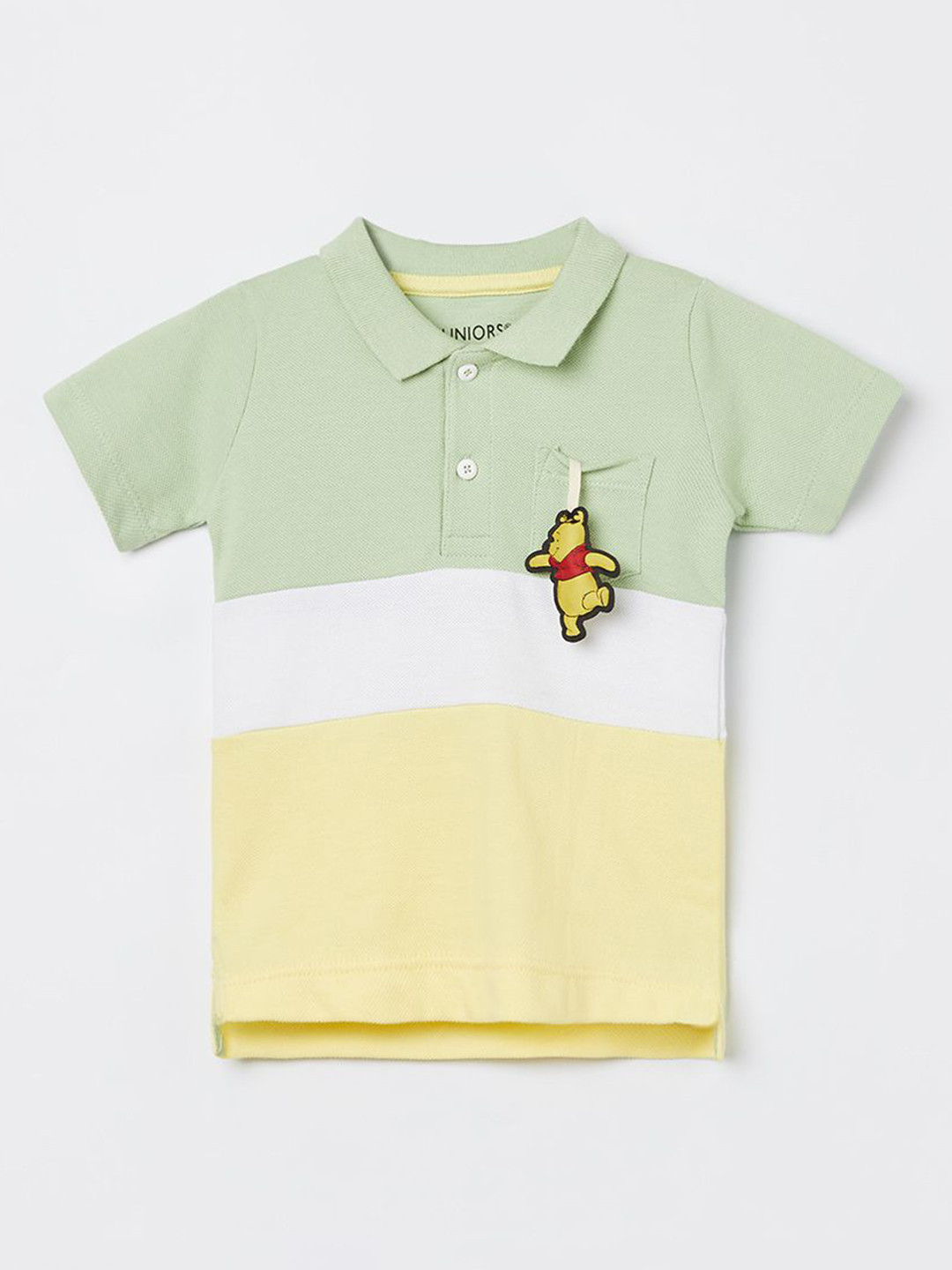 Juniors by Lifestyle Boys Winnie The Pooh Colourblocked Polo Collar Pure Cotton T-shirt