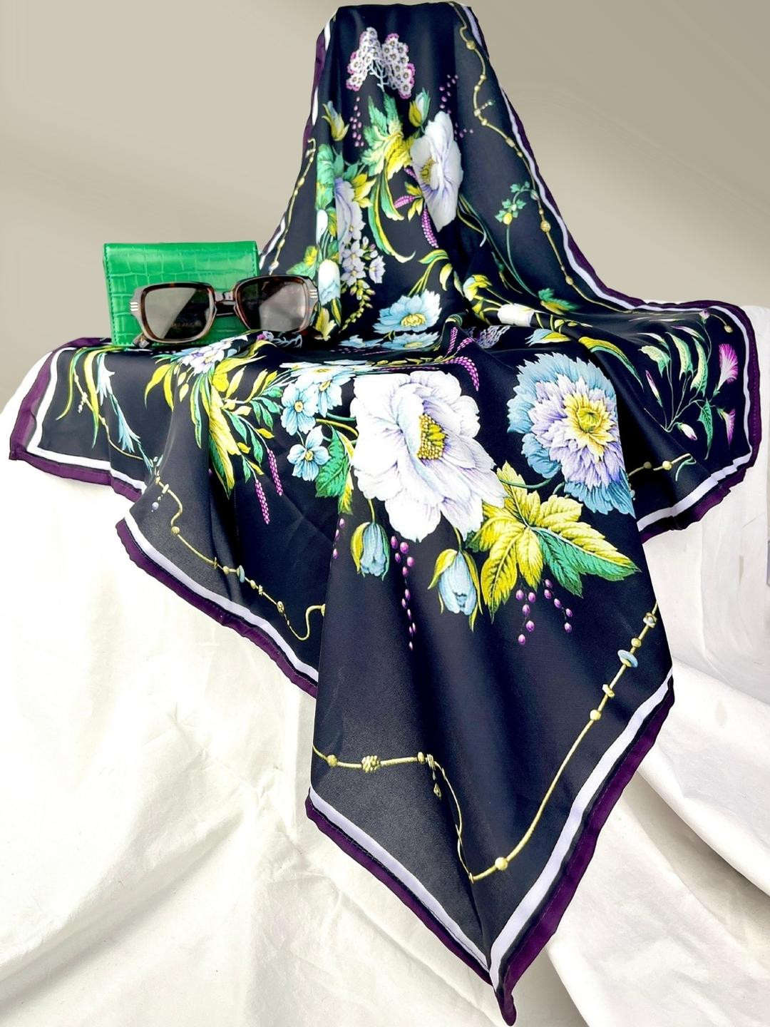 KLISHAA ART Black Digital Printed scarf