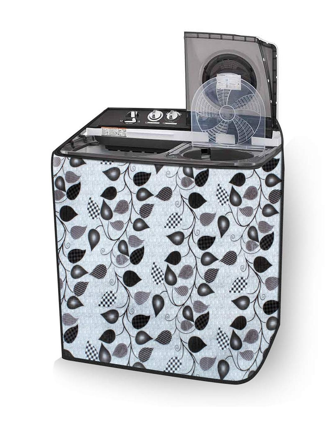 The Furnishing Tree Washing Machine Cover Petals Pattern Grey Compatible for Whirlpool 7.5Kg Semi-A