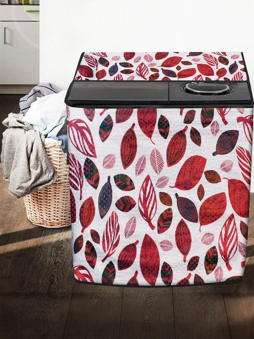 The Furnishing Tree Washing Machine Cover Ditzy Pattern White Compatible for Whirlpool 7.5Kg Semi-A