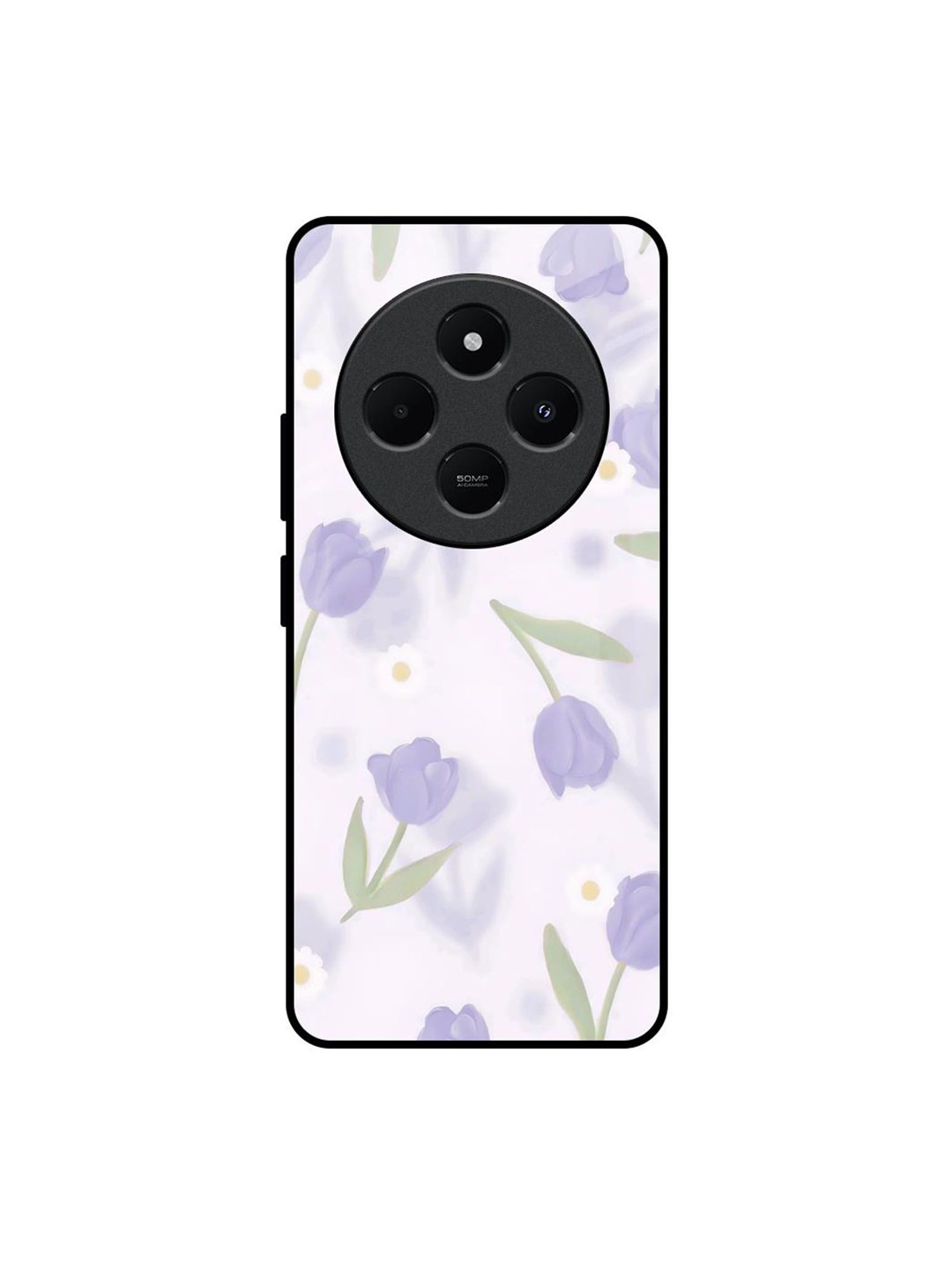 QRIOH Floralelle Glass Floral Printed Redmi 14C 5G Back Case Mobile Accessories