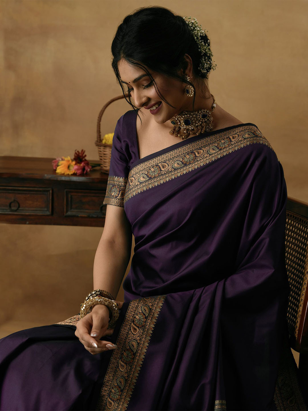 Sangria Mysore Silk Traditional Saree with Unstitched Blouse