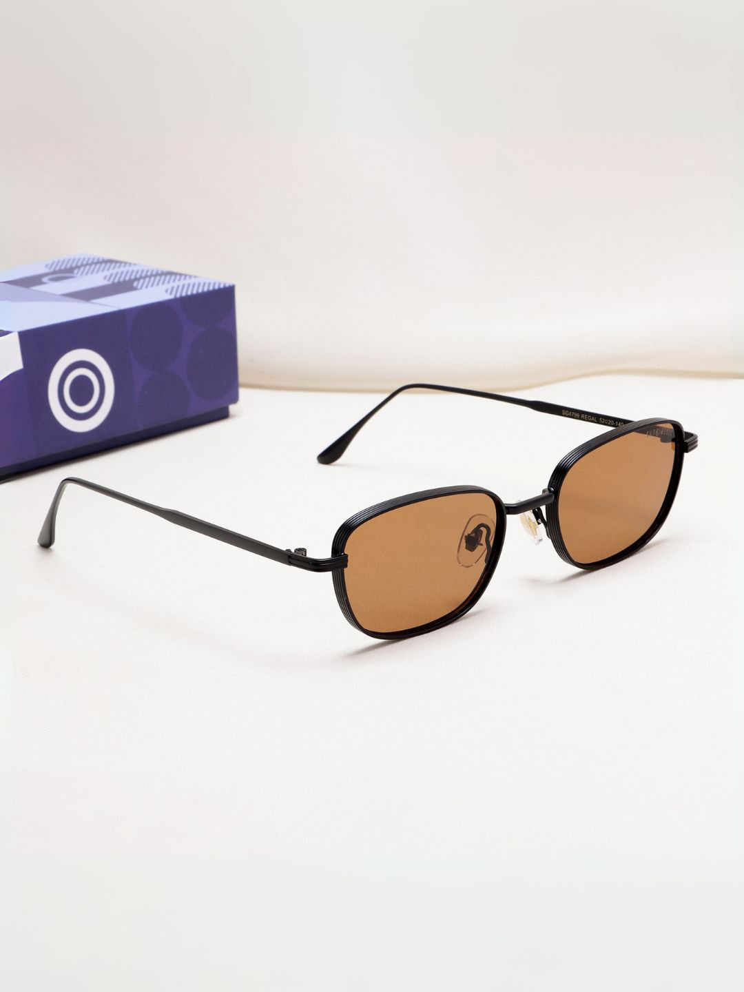 SUNGLASSIC Regal Unisex Black Brown Oval Sunglasses REGAL-BLACK BROWN