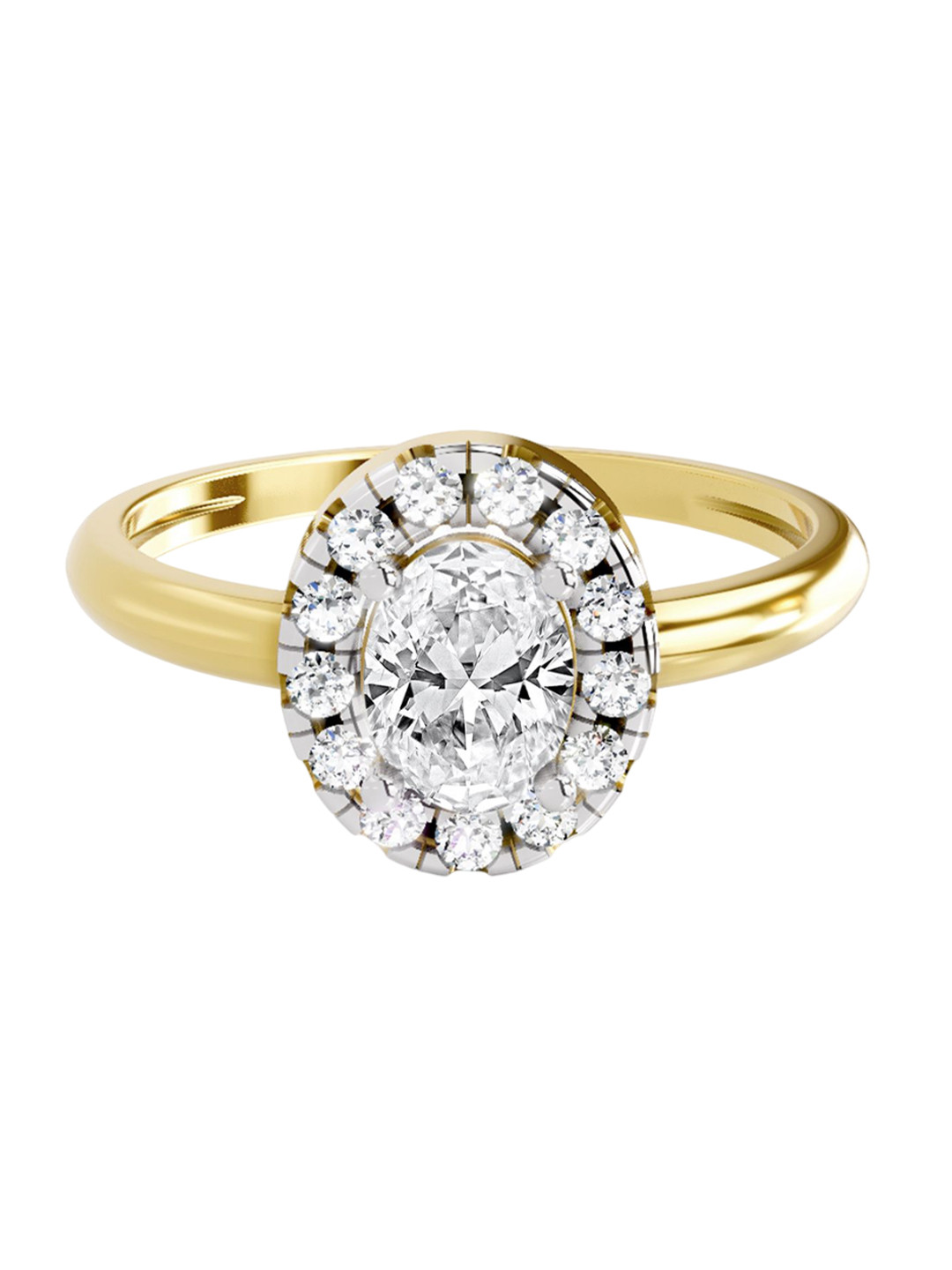 Sparkles 14K Yellow Gold Lab Grown Diamond 0.75 Carat Oval & Round Shape Diamond Ring