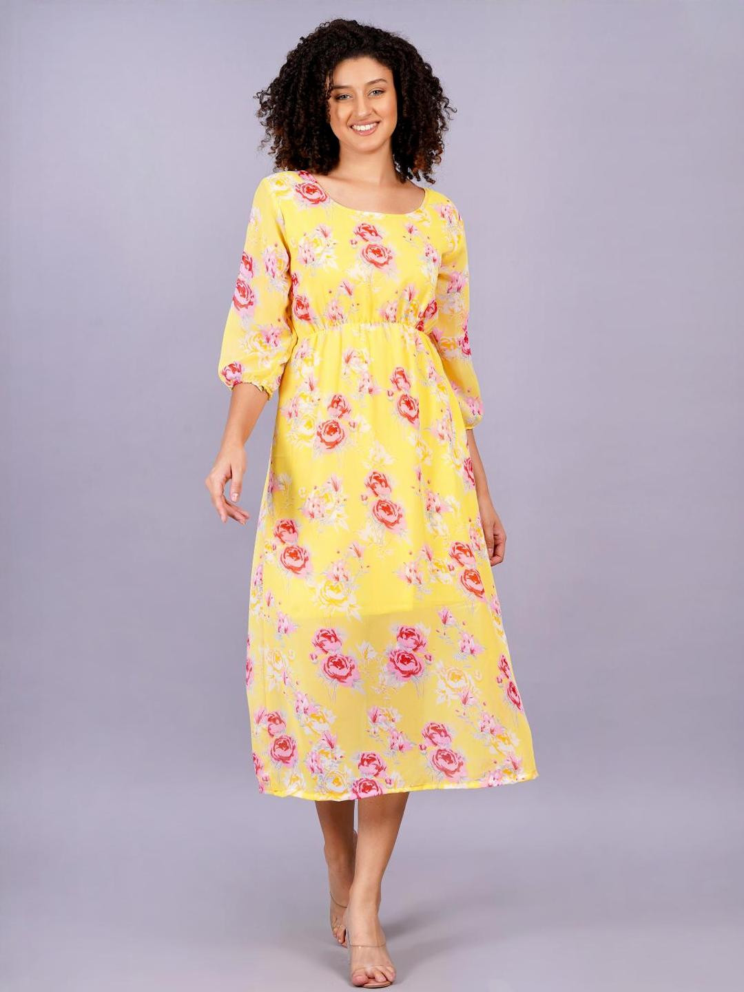 Yellow Georgette Women Dress