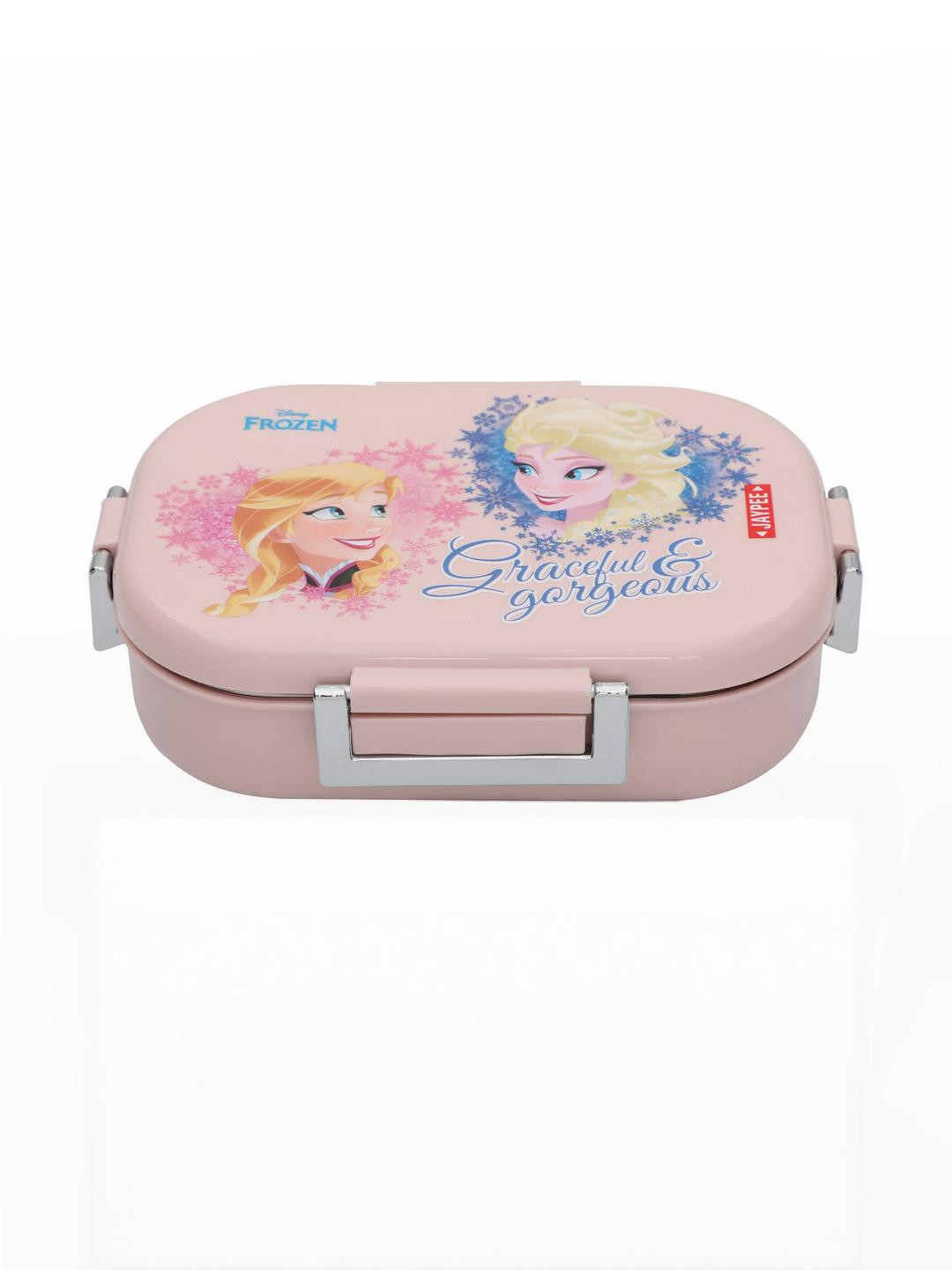 JAYPEE Topsteel Pink Frozen Printed Inner Steel Insulated Lunch Box 600ml