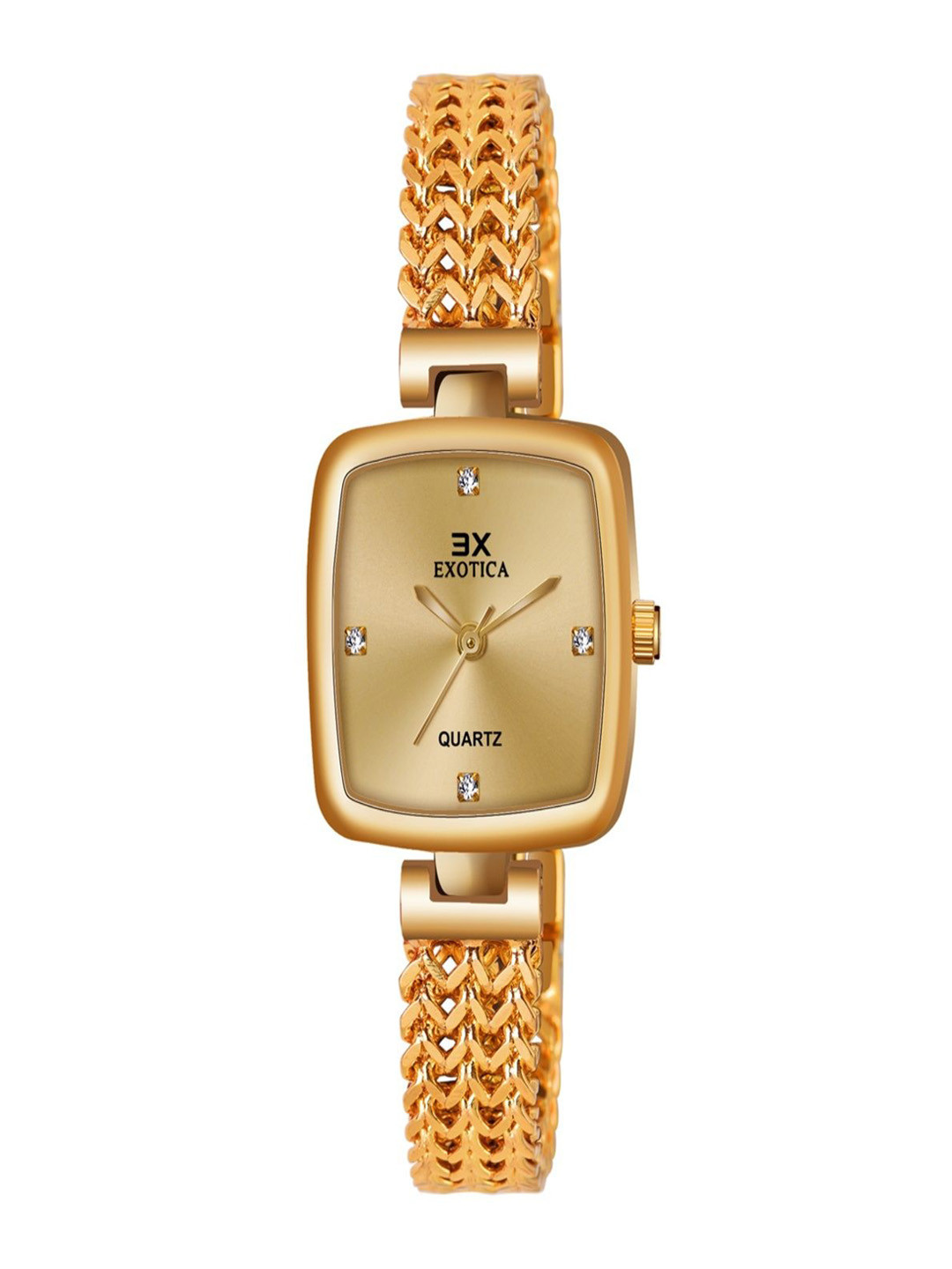 Exotica Fashion Girls Rectangular Dial Analogue Watch EX-6014-Gold