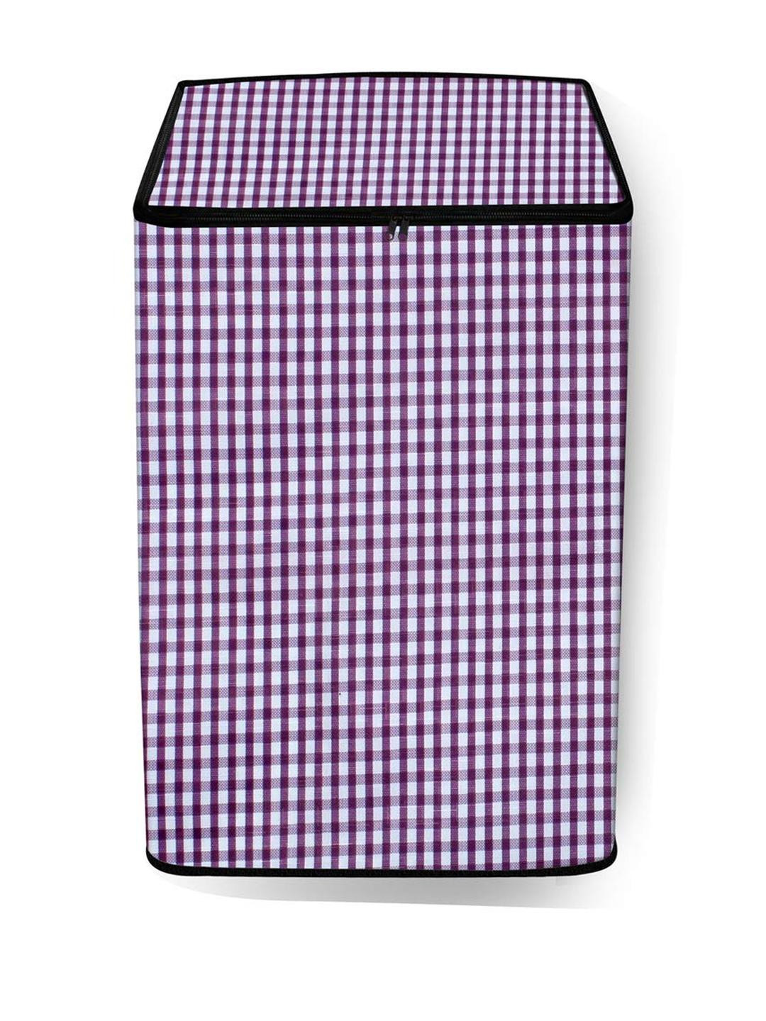 The Furnishing Tree Washing Machine Cover Pin Check Pattern Voilet Compatible for Whirlpool 7.5 Kg