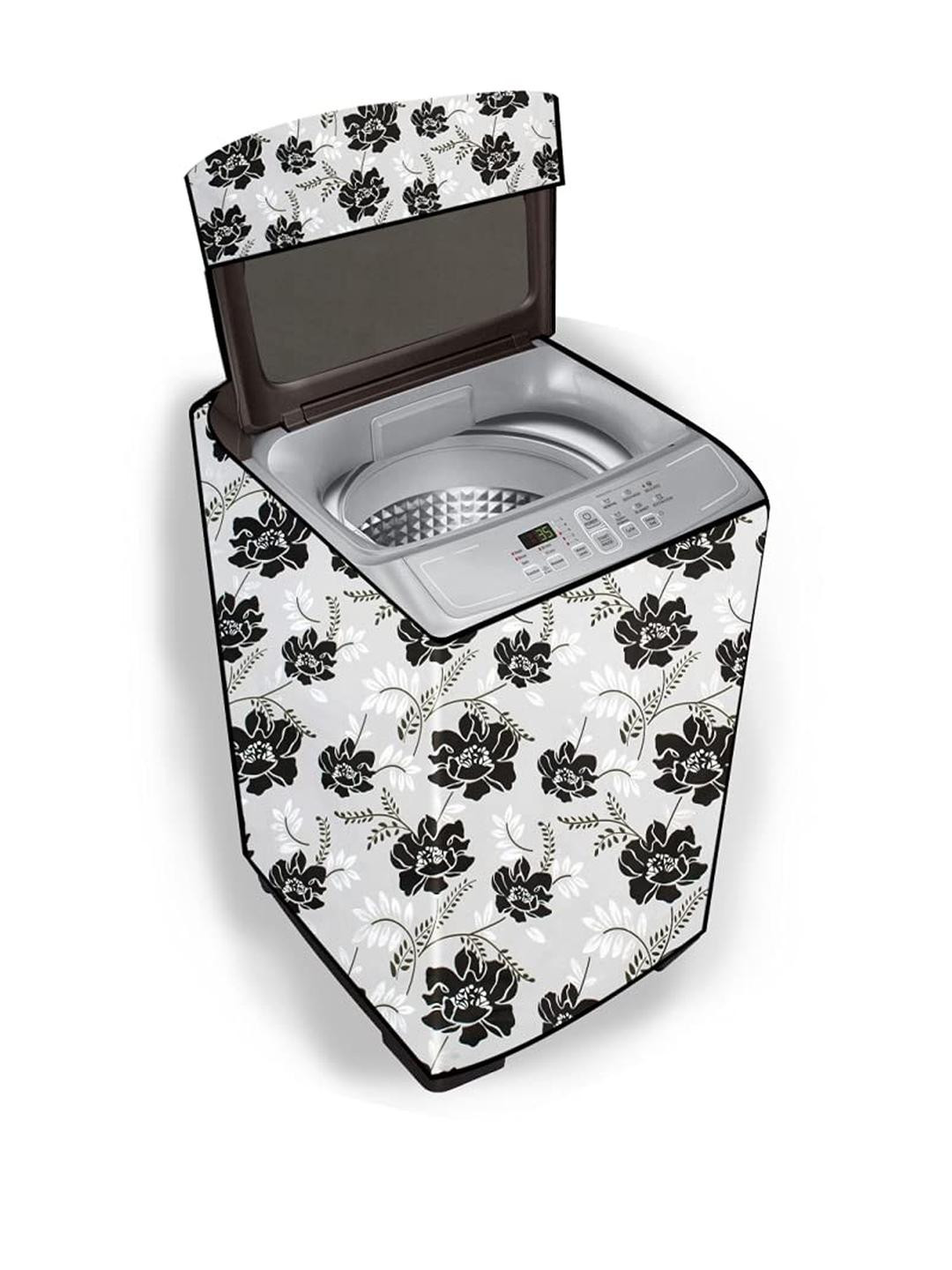 The Furnishing Tree Washing Machine Cover IndianFloral Pattern Grey Compatible for Whirlpool 6.5 Kg