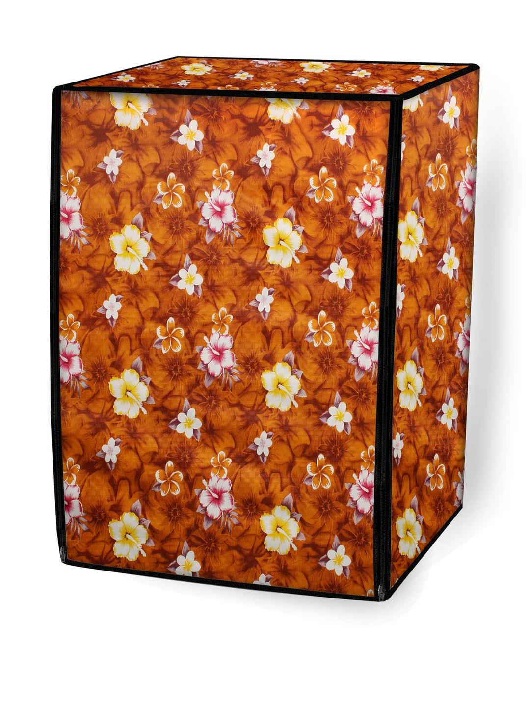 The Furnishing Tree Front Load Washing Machine Cover Floral Yellow Compatible for 7.5 Kg Elite Plus