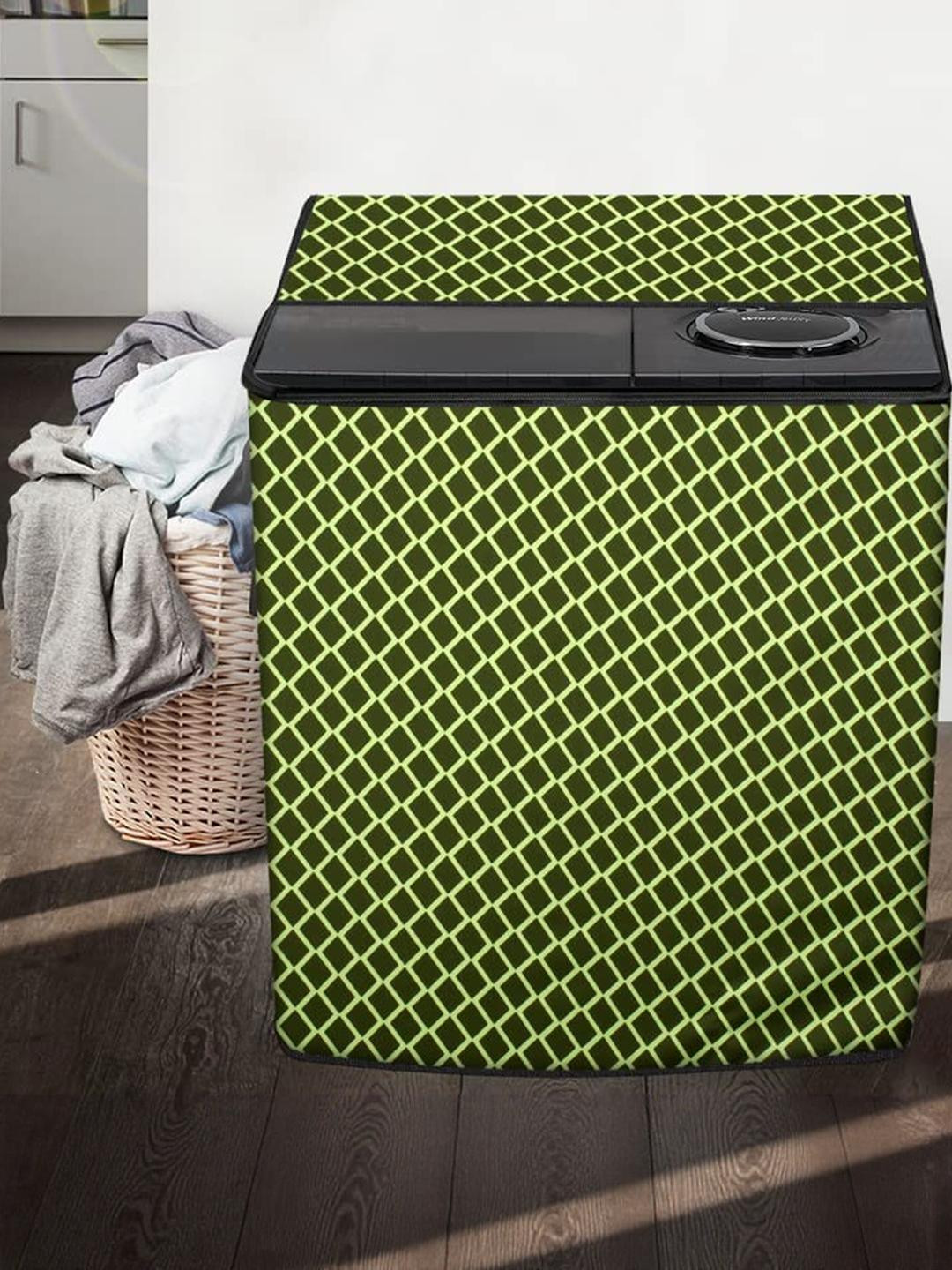 The Furnishing Tree Washing Machine Cover Check Military Compatible for Whirlpool 9Kg Semi-Automati