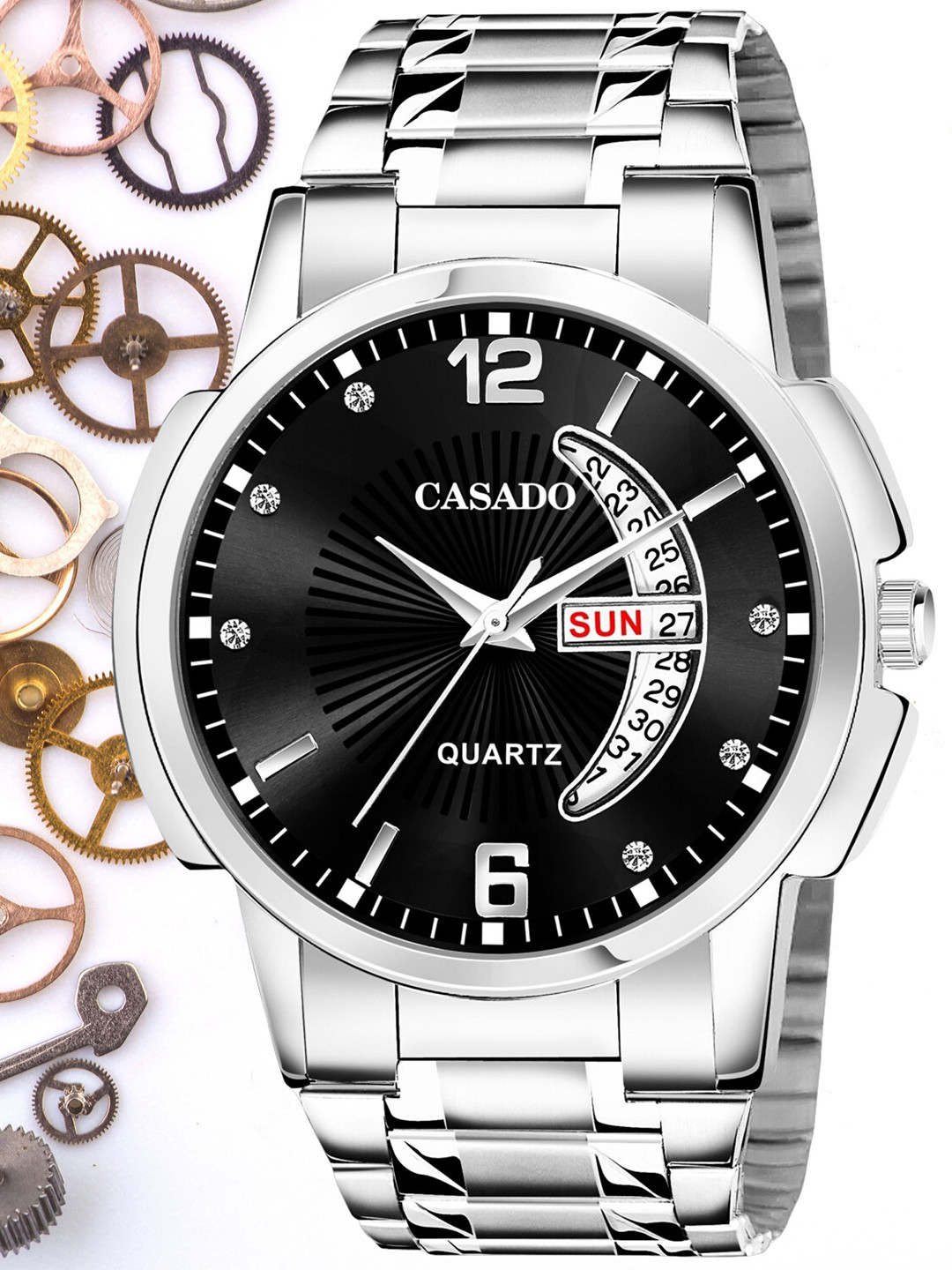 CASADO Men Mother of Pearl Dial & Stainless  Analogue Watch 635-BLACK-SILVER-DD