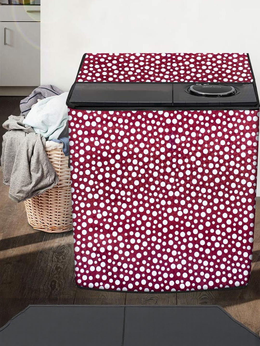 The Furnishing Tree Washing Machine Cover Polka dot Pattern Pink Compatible for Whirlpool 7.5Kg Sem