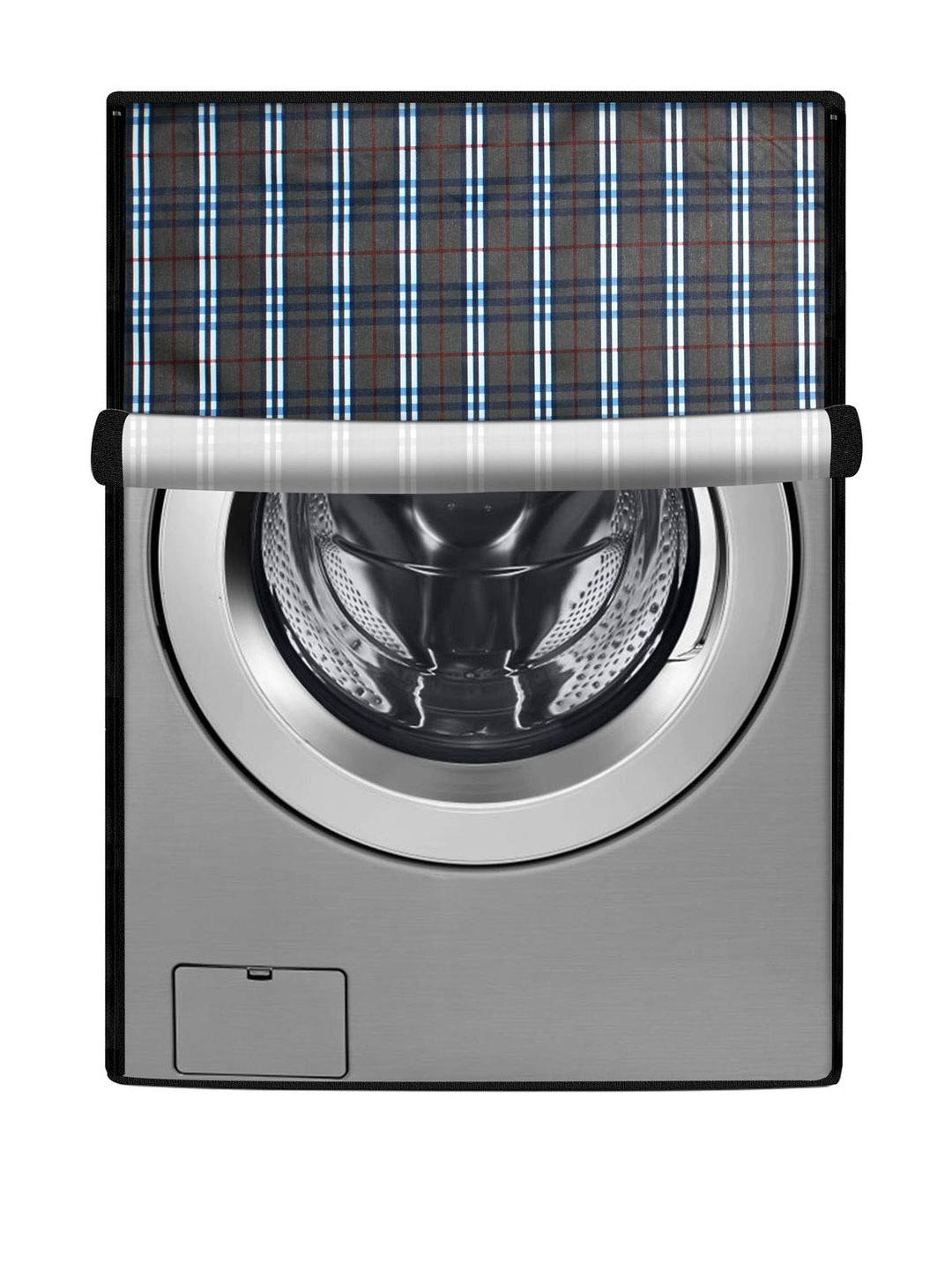 The Furnishing Tree Front Load Washing Machine Cover Check Black Compatible for 6.5 Kg Senorita Sma