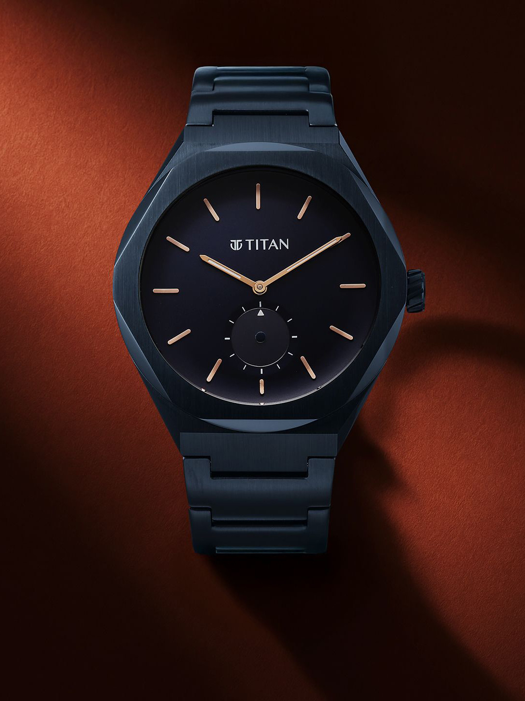 Titan Men's Classique Contour Quartz Blue Round Dial Analog Watch - 90210QM01