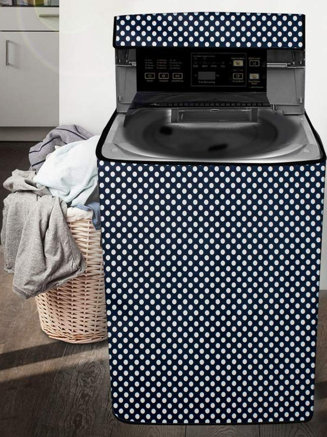 The Furnishing Tree Washing Machine Cover Polka dot Pattern Navy Compatible for Whirlpool 8 kg Full