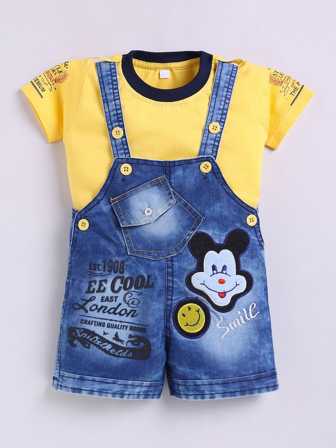 ZADMUS Kids Self-Designed Dungaree WithT-Shirt