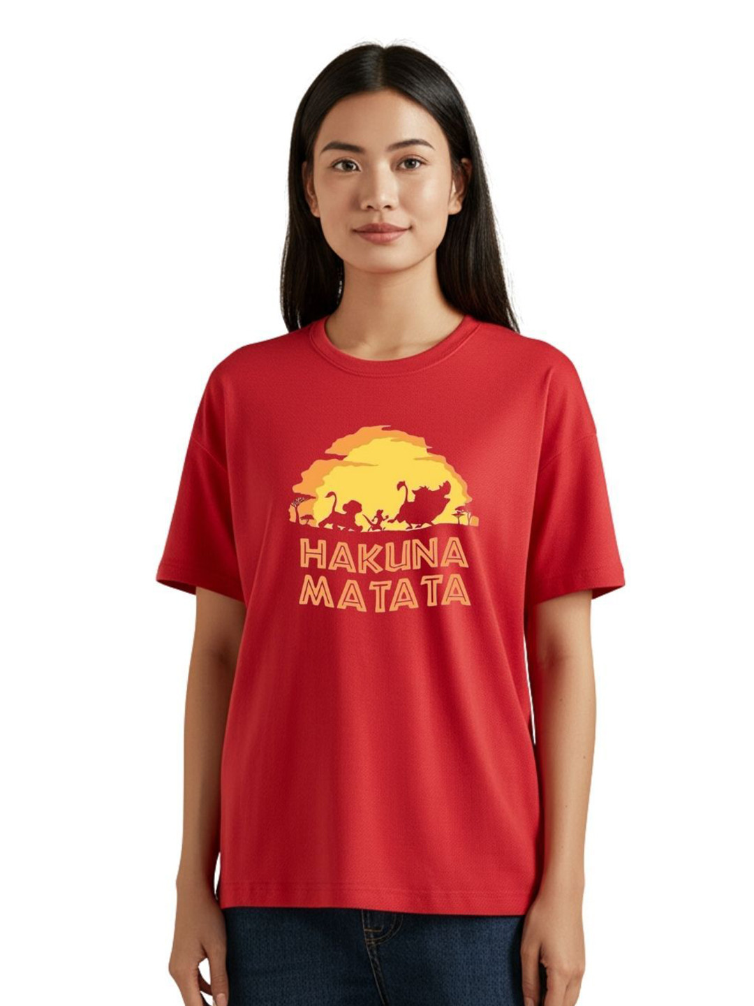 PULP Unisex Hakuna Matata Graphic Printed Round Neck Pure Cotton T-Shirt