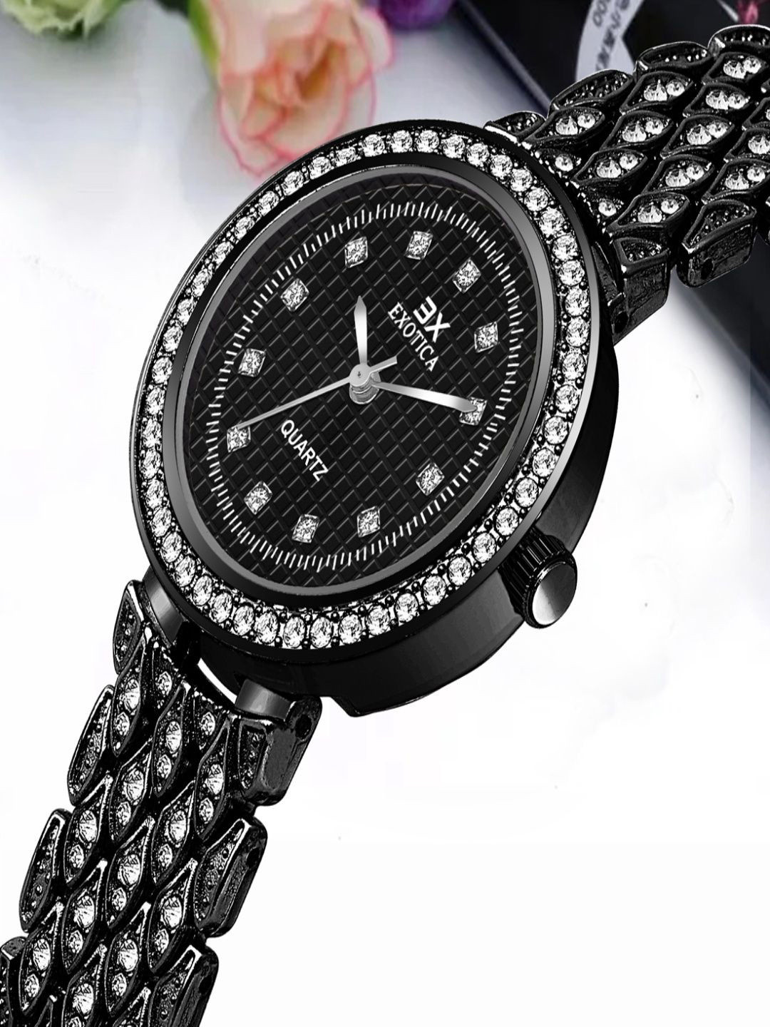 Exotica Fashion  Girls Brass Dial & Stainless Steel Straps Watch EX-2518-Black