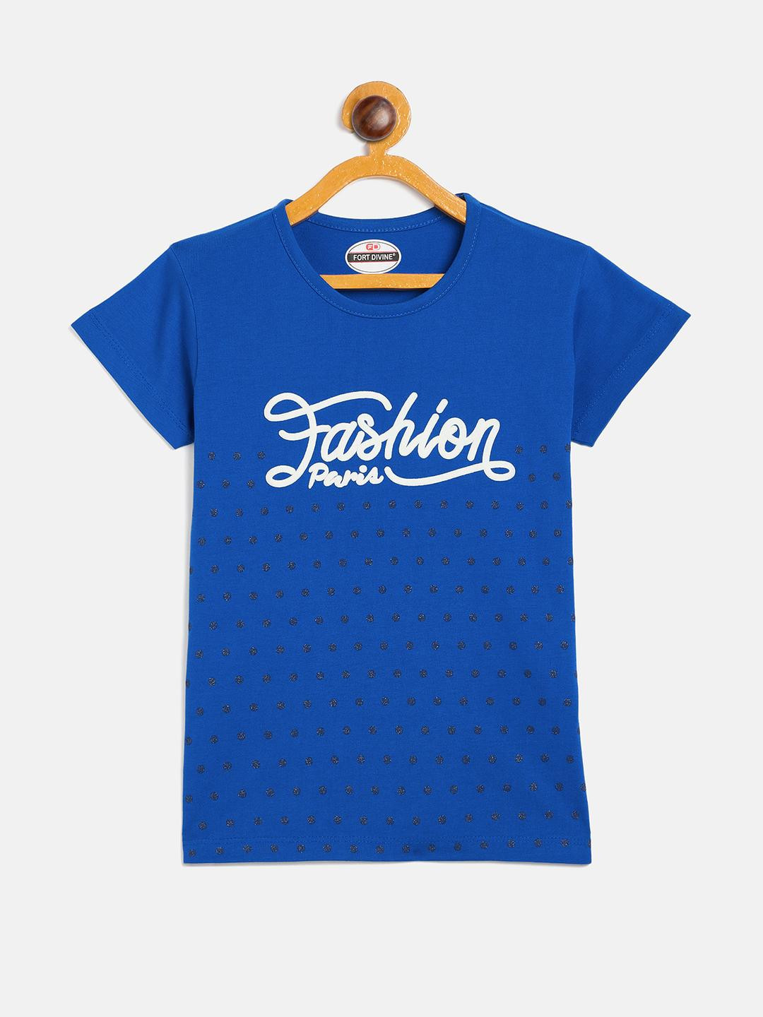 Fort Divine girls Talking Wording printed top ROYAL