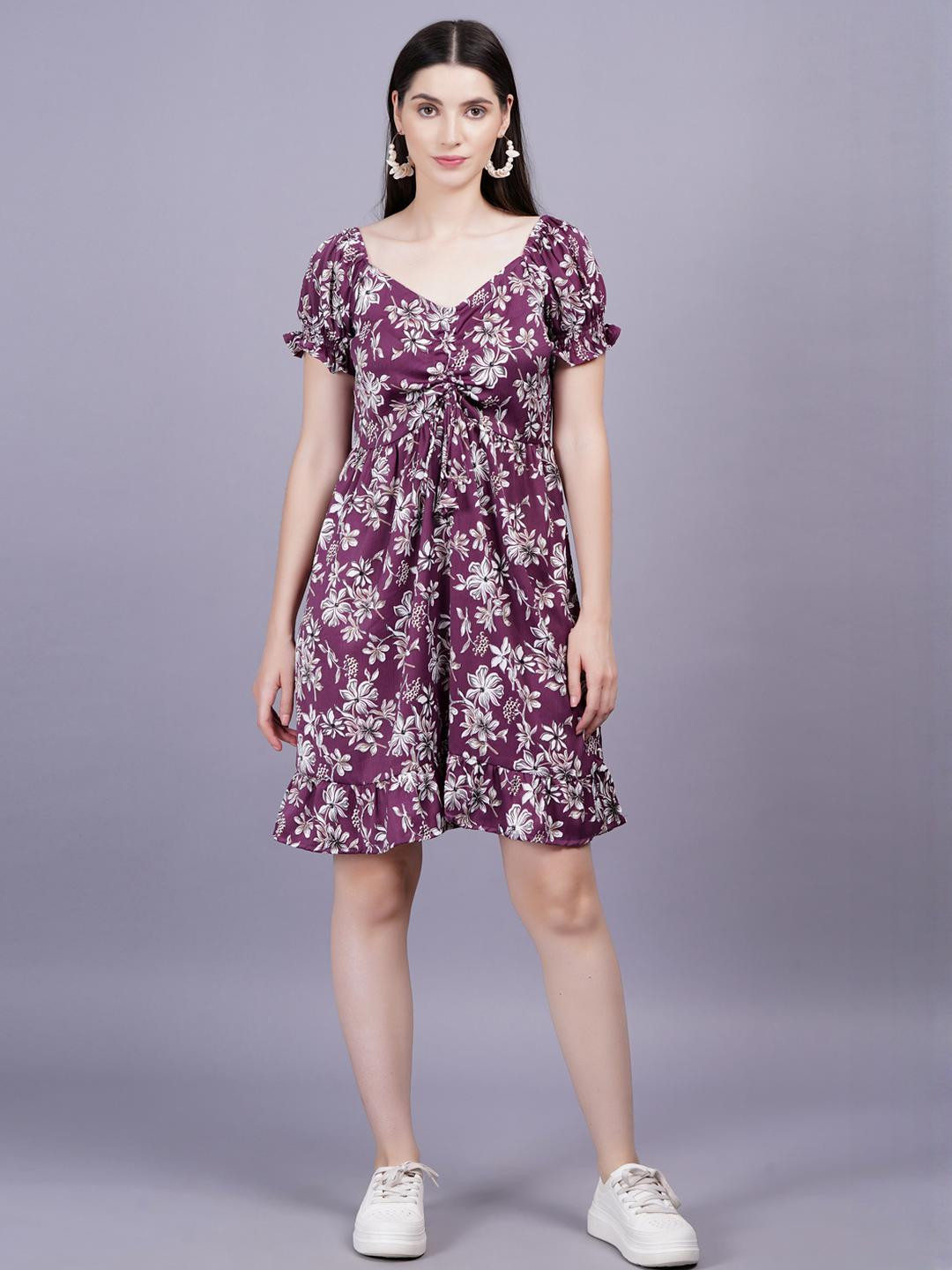 Wine Viscose Rayon Women Dress