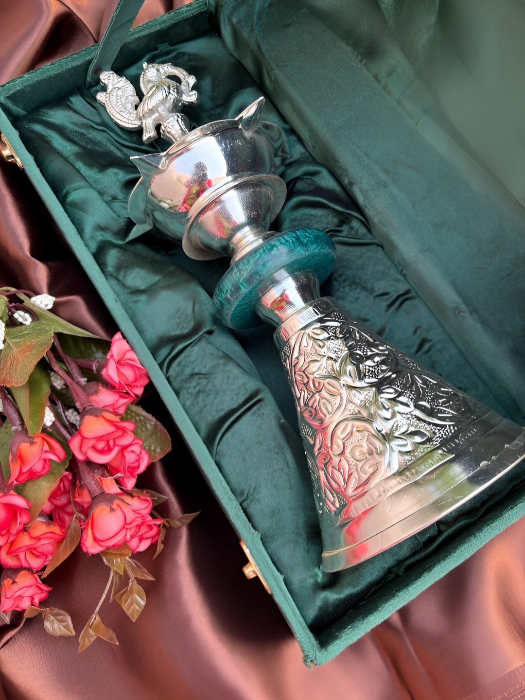 Barn 14 Grey Silver Plated Peacock-Charm Diya Stand